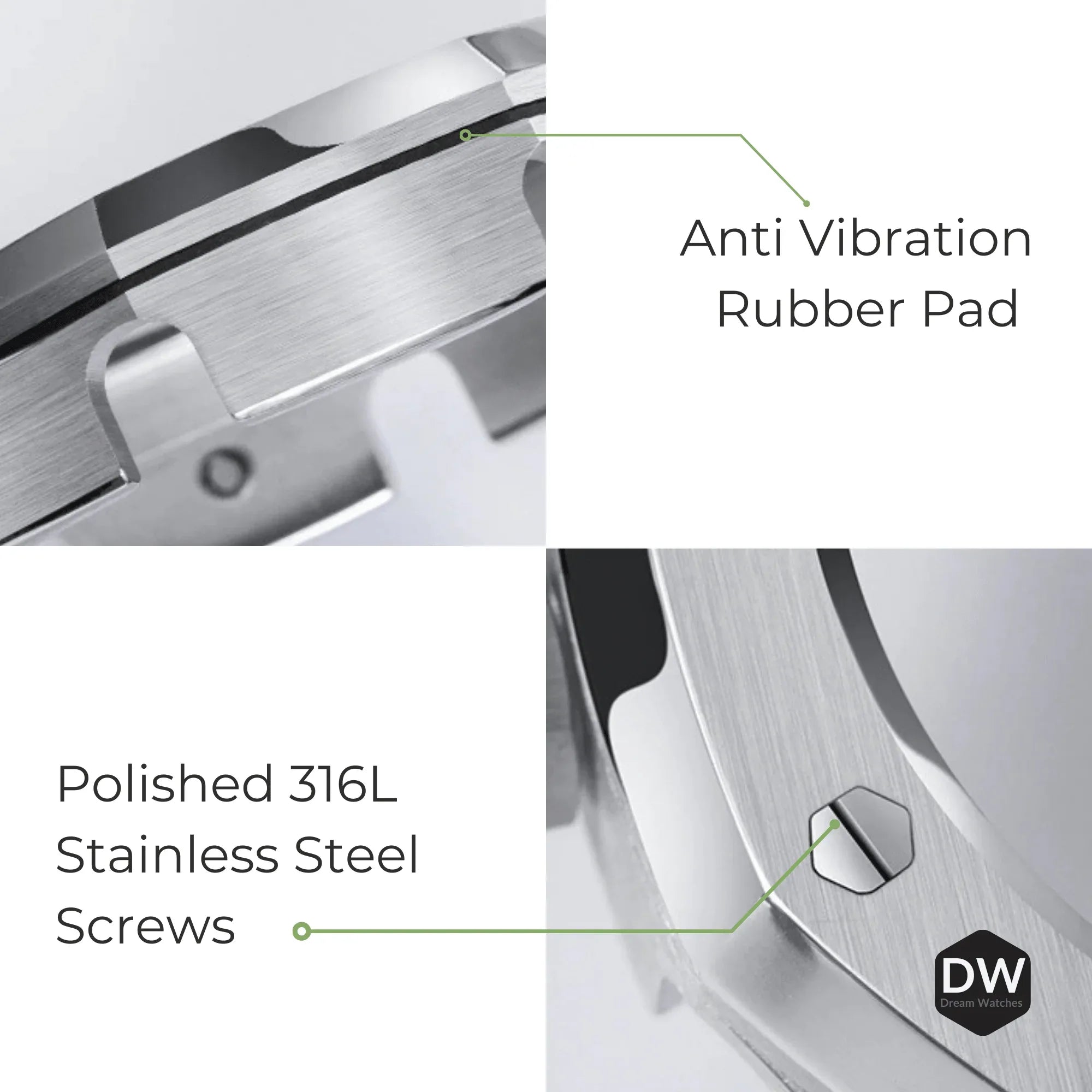 Metal Mod Kit Watchband and Metal Case for G-shock GA-2100 and GA-2110/BA-2100 Casioak (Black Top - Silver Metal Strap) - DREAM WATCHES