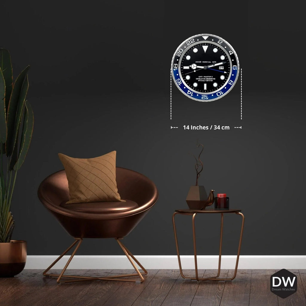 Metal Wall Clock with Timeless Swiss Design (Batman) with Date Functionality| Wall Clock for Watch Enthusiasts | Perfect for Gifting - DREAM WATCHES
