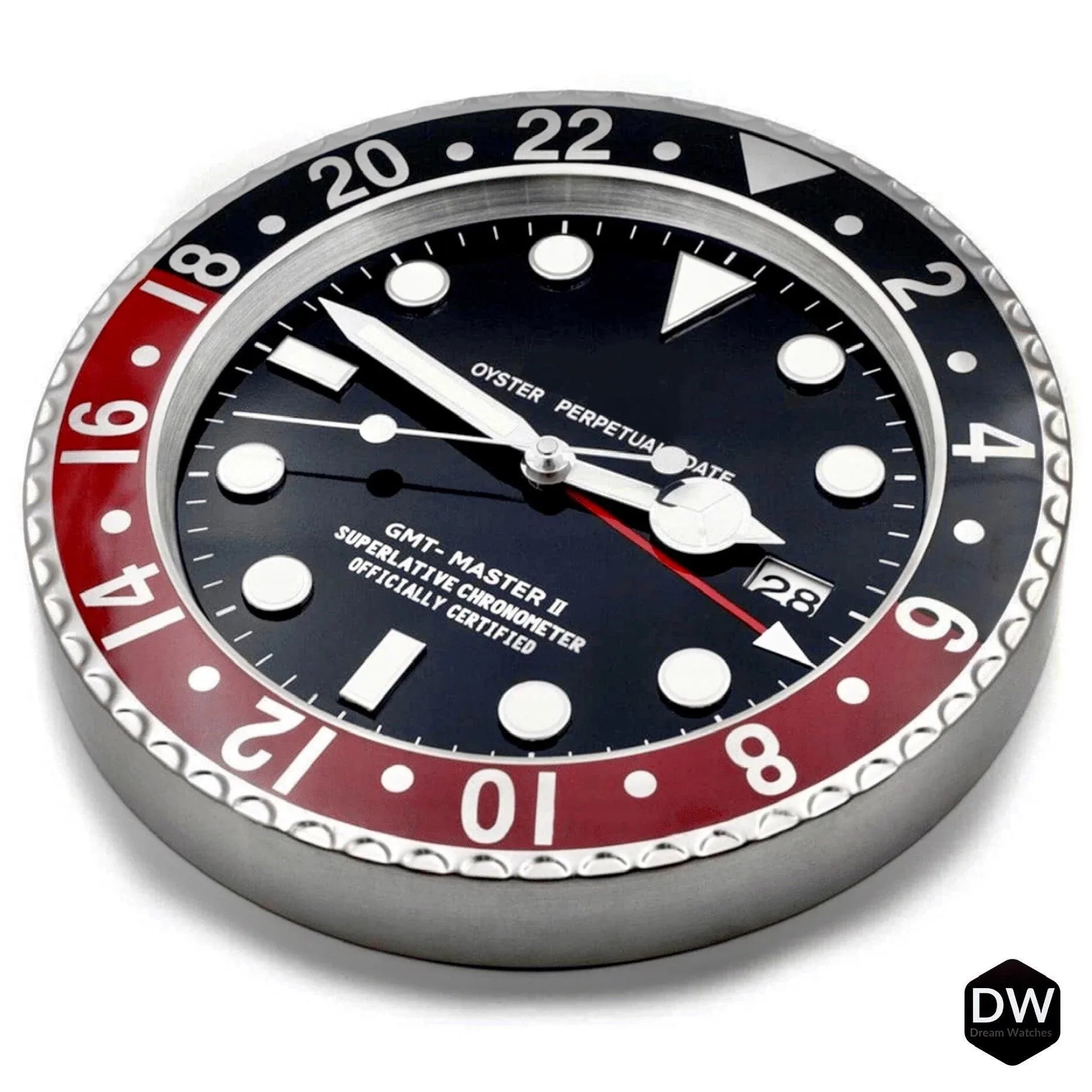 Metal Wall Clock with Timeless Swiss Design (Coke) with Date Functionality| Wall Clock for Watch Enthusiasts | Perfect for Gifting - DREAM WATCHES