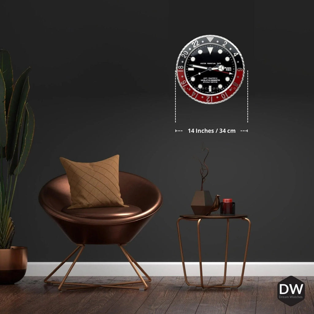 Metal Wall Clock with Timeless Swiss Design (Coke) with Date Functionality| Wall Clock for Watch Enthusiasts | Perfect for Gifting - DREAM WATCHES