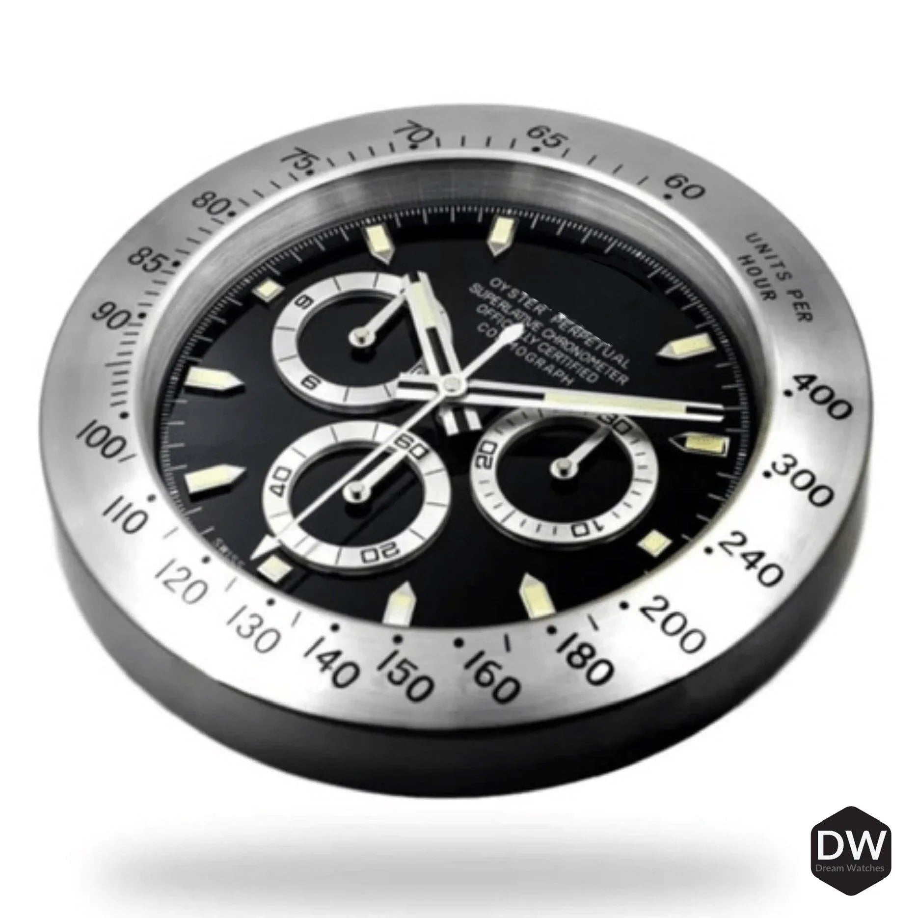Metal Wall Clock with Timeless Swiss Design (Daytona - Silver) with Date Functionality| Wall Clock for Watch Enthusiasts | Perfect for Gifting - DREAM WATCHES