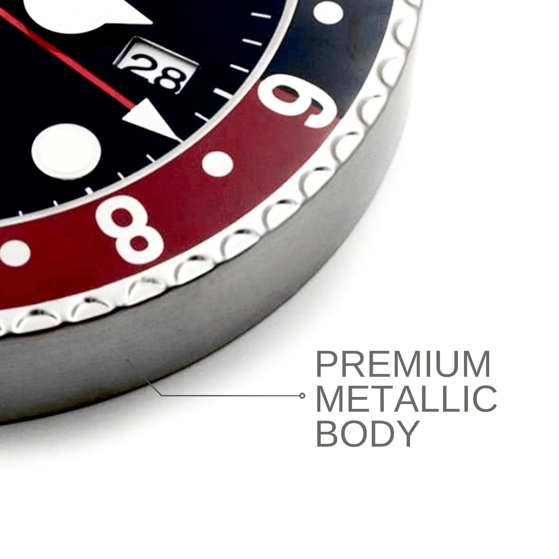 Metal Wall Clock with Timeless Swiss Design (Pepsi) with Date Functionality| Wall Clock for Watch Enthusiasts | Perfect for Gifting - DREAM WATCHES