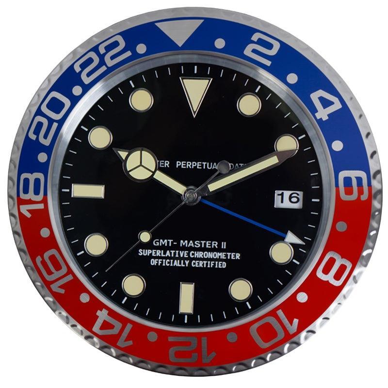 Metal Wall Clock with Timeless Swiss Design (Pepsi) with Date Functionality| Wall Clock for Watch Enthusiasts | Perfect for Gifting - DREAM WATCHES
