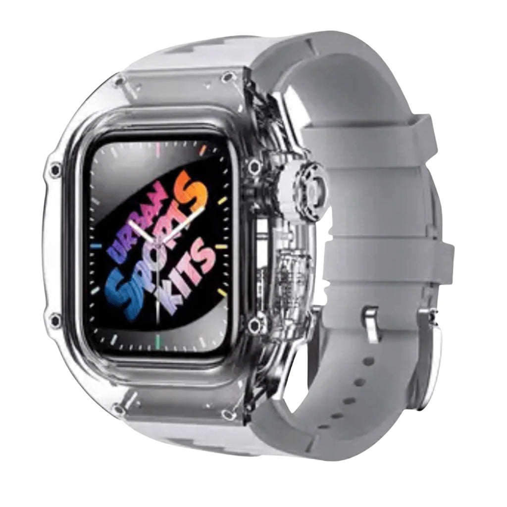 Mod Kit for Apple Watch | Luxury & Sporty Apple Watch Case | Replacement Apple Watch case for 7/8 accessory - 45 mm Bright Grey - DREAM WATCHES