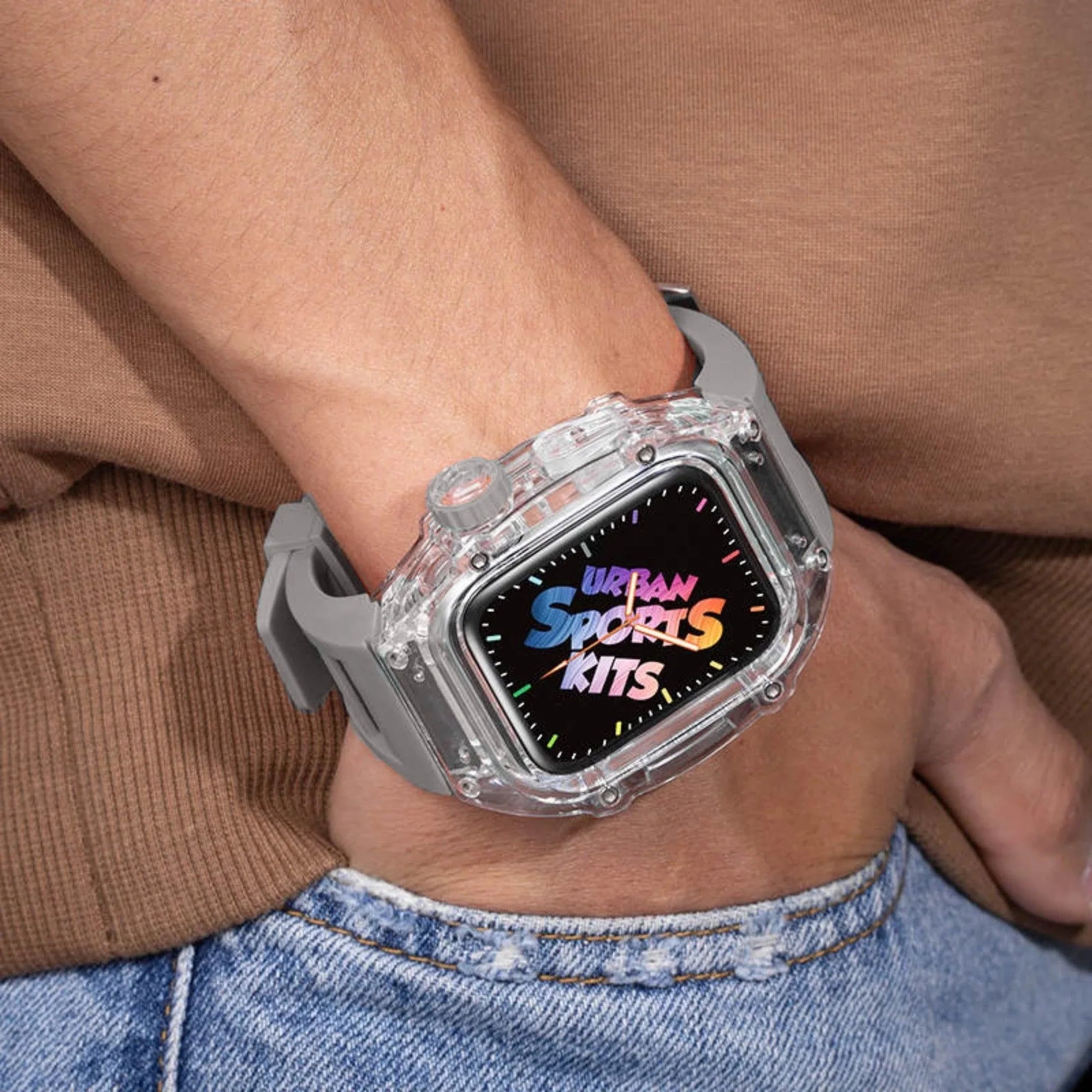 Mod Kit for Apple Watch | Luxury & Sporty Apple Watch Case | Replacement Apple Watch case for SE/3/4/5/6 accessory - 44 mm Bright Grey - DREAM WATCHES