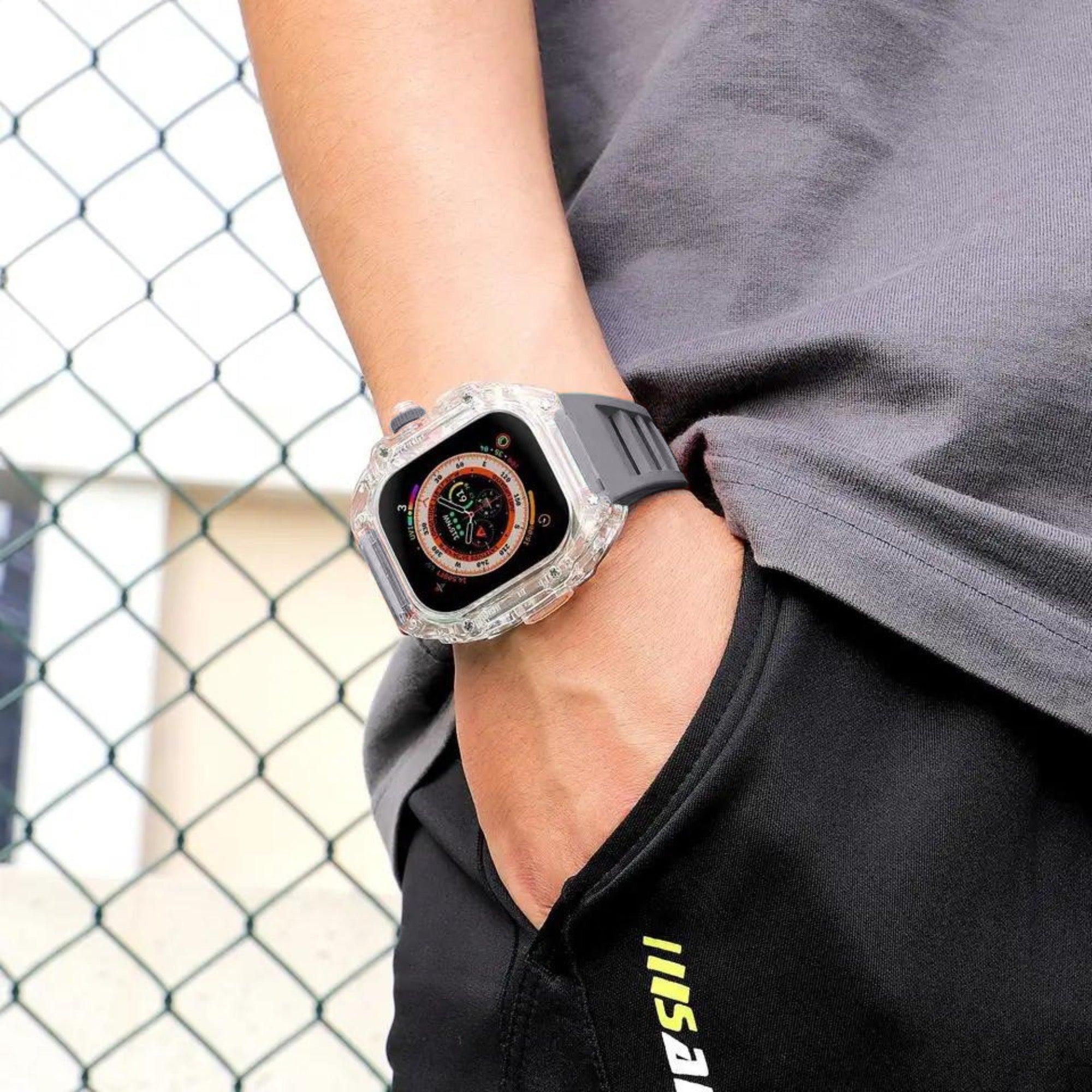 Mod Kit for Apple Watch | Luxury & Sporty Apple Watch Case | Replacement Apple Watch case for SE/3/4/5/6 accessory - 44 mm Bright Grey - DREAM WATCHES