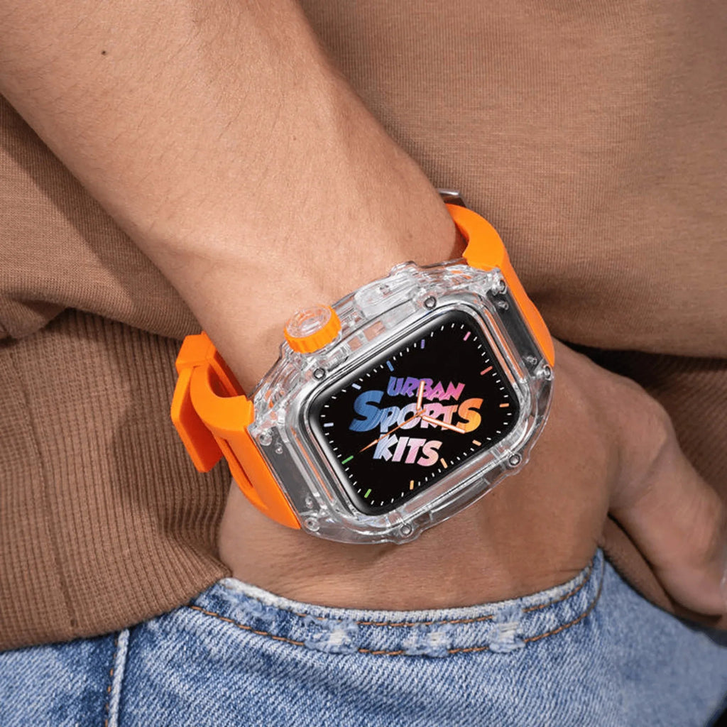 Mod Kit for Apple Watch | Luxury & Sporty Apple Watch Case | Replacement Apple Watch case for SE/3/4/5/6 accessory - 44 mm Bright Orange - DREAM WATCHES