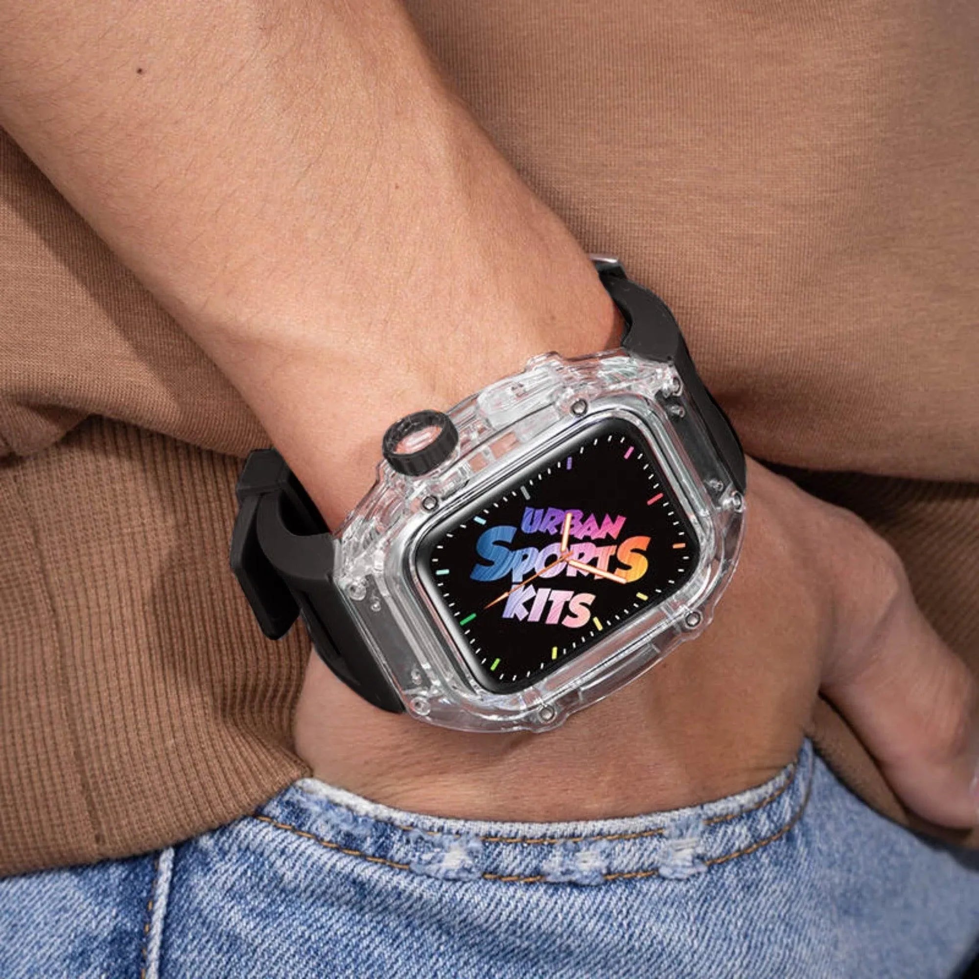 Mod Kit for Apple Watch | Luxury & Sporty Apple Watch Case | Replacement Apple Watch case for SE/3/4/5/6 accessory - 44 mm Carbon Black - DREAM WATCHES