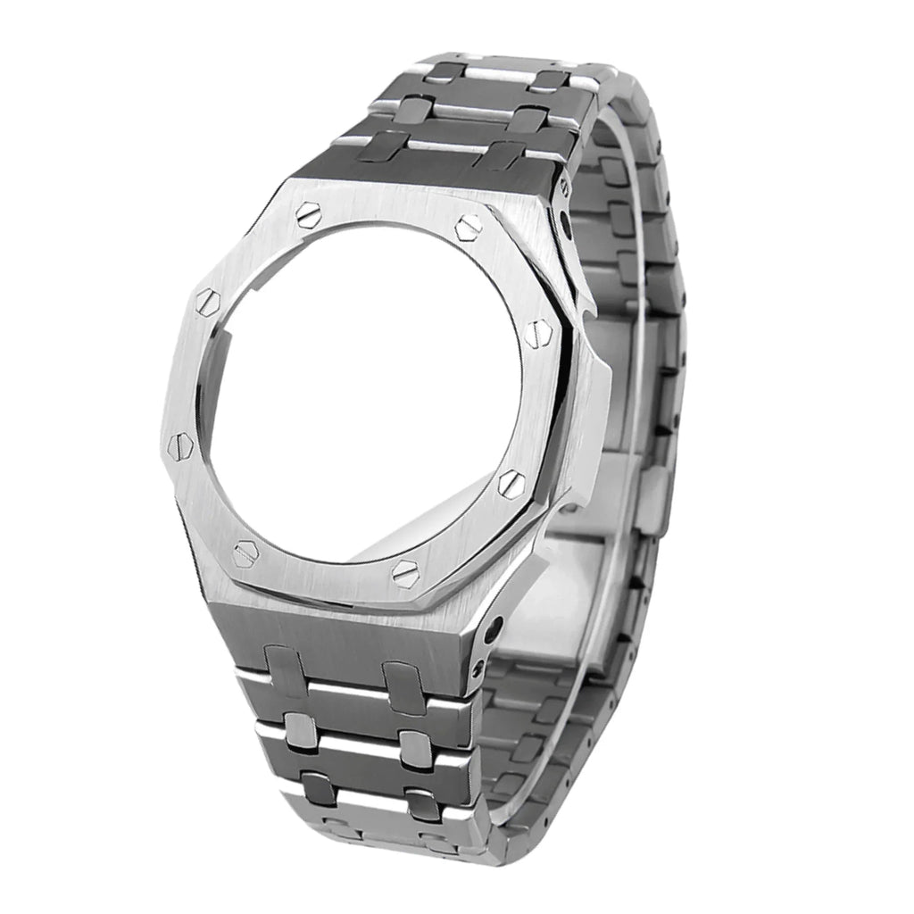Mod Kit Metal Watchband and Metal Case for G-shock GA-2100 and GA-2110/BA-2100 " Casioak" (Silver Bracelet) - DREAM WATCHES