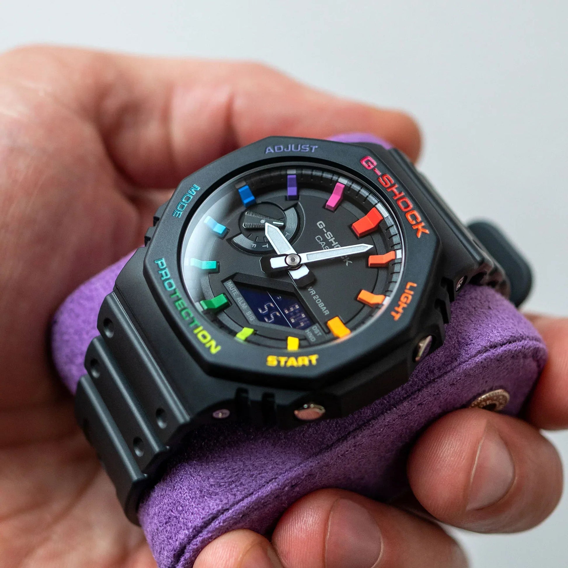 Modified G-Shock with Colourful Indices and Outer Case - CasiOak Black Rainbow - DREAM WATCHES