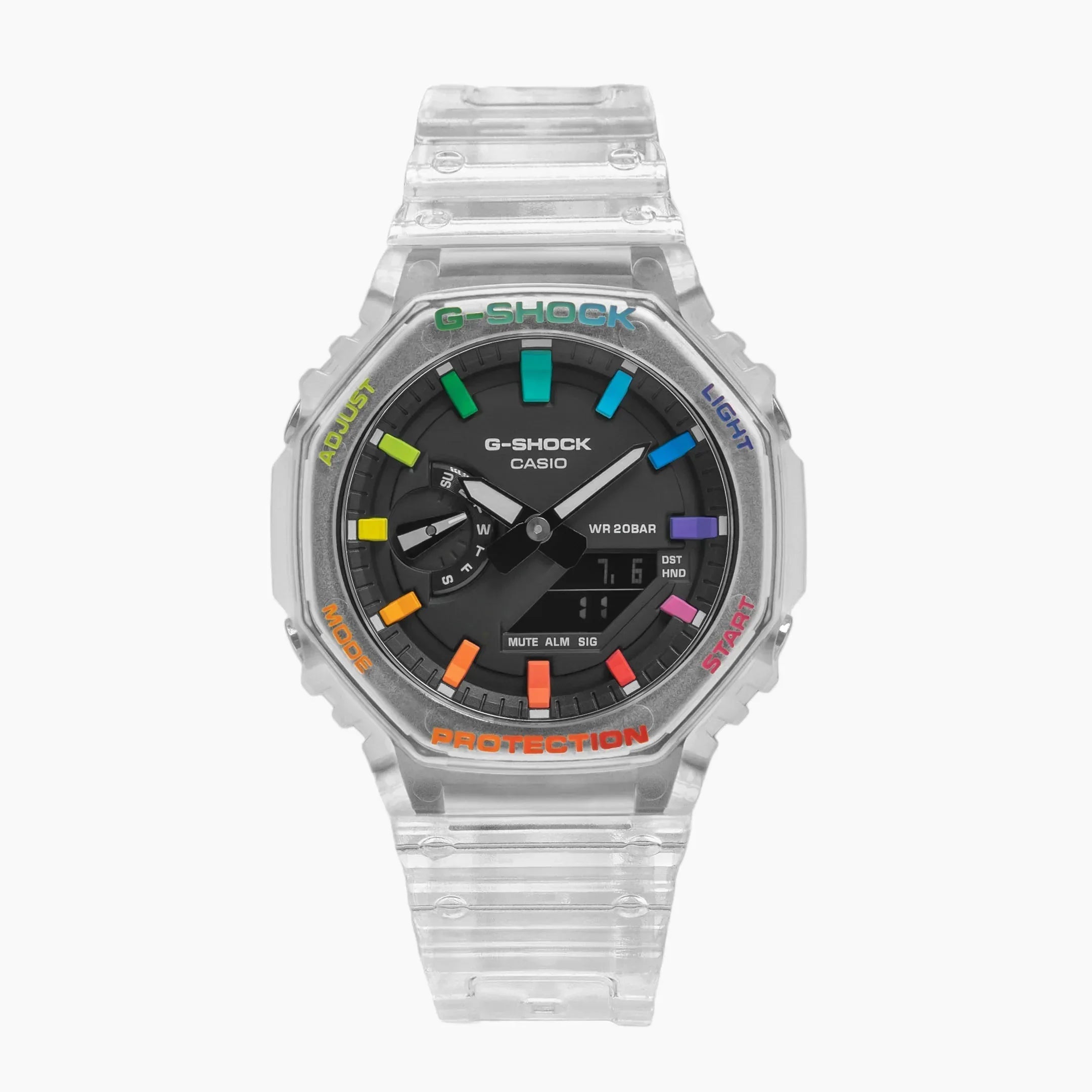 Modified G-Shock with Colourful Indices and Outer Case - CasiOak Jelly Rainbow - DREAM WATCHES