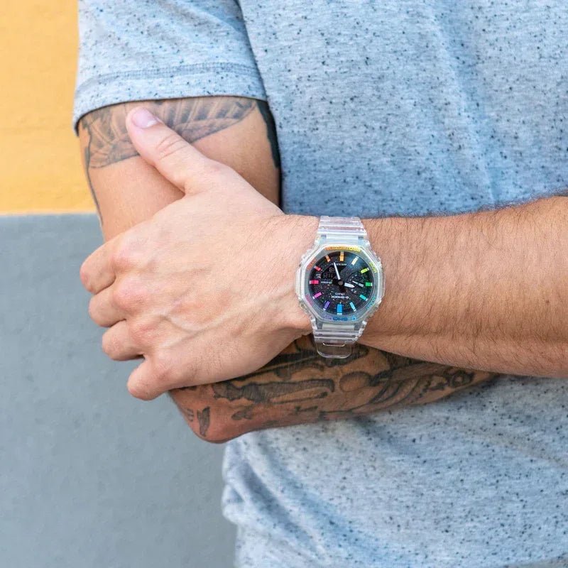 Modified G-Shock with Colourful Indices and Outer Case - CasiOak Jelly Rainbow - DREAM WATCHES