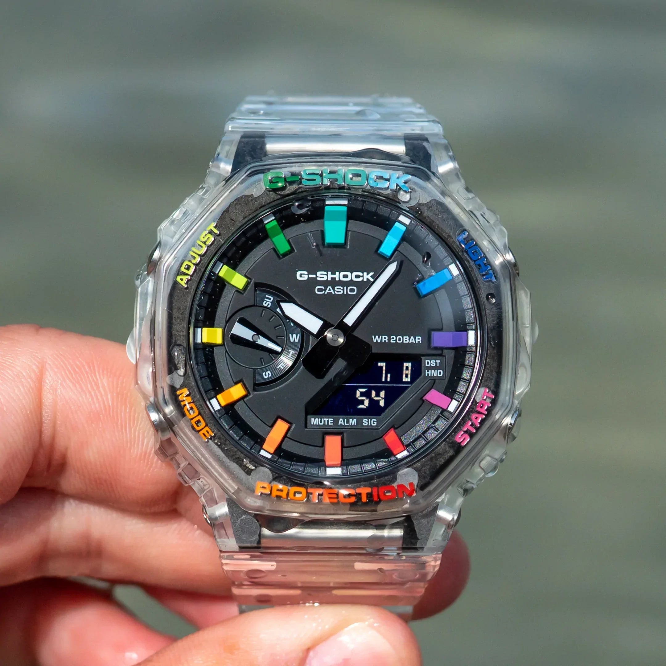 Modified G-Shock with Colourful Indices and Outer Case - CasiOak Jelly Rainbow - DREAM WATCHES