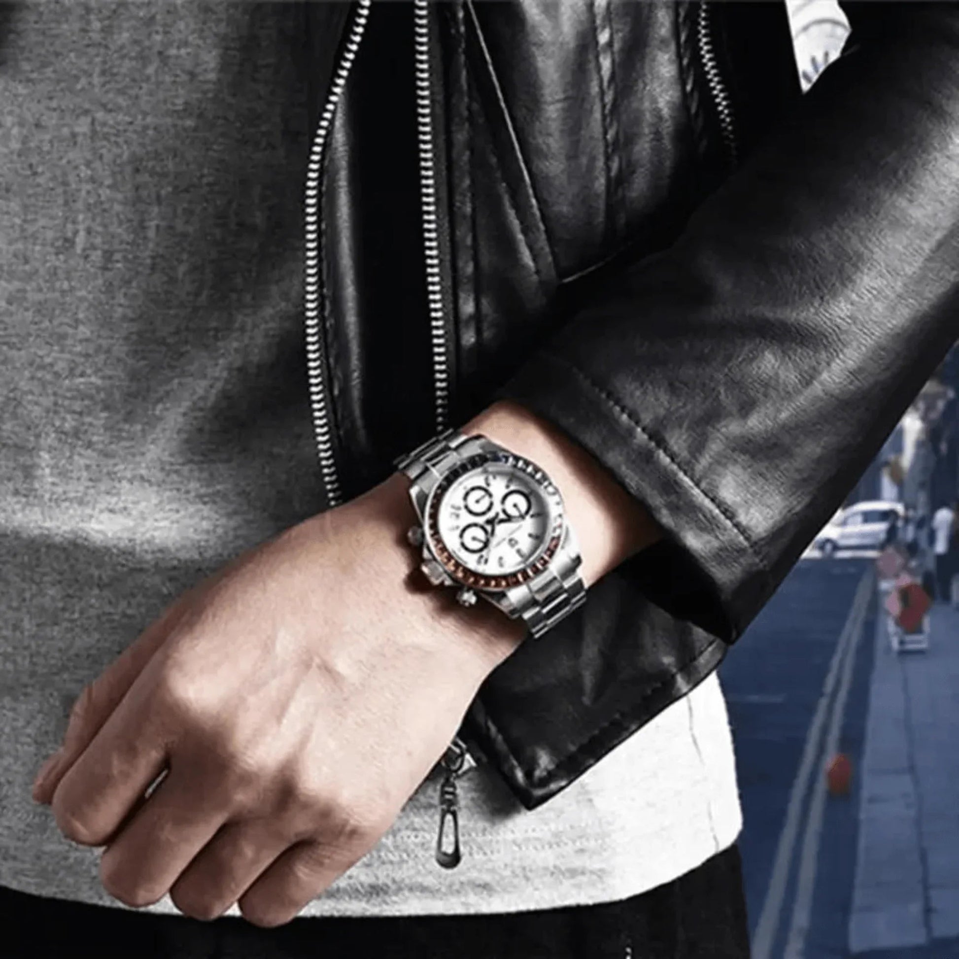 Pagani Design | Luxury | Meca-quartz Movement (SeikoVK63) | Stainless Steel Men's 40MM Watch (Rainbow Black) - DREAM WATCHES
