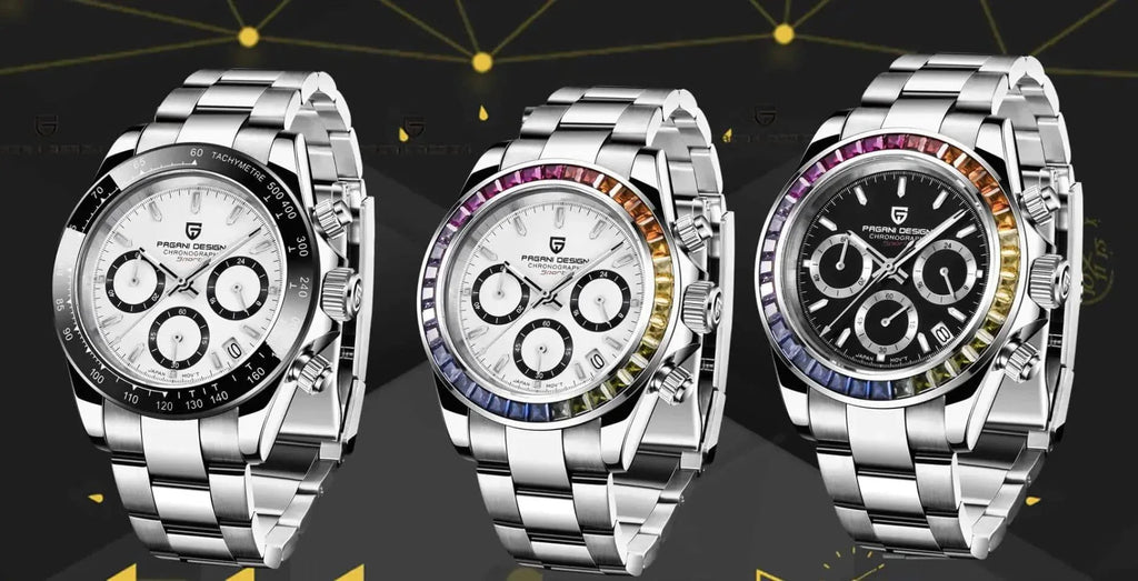 Pagani Design | Luxury | Meca-quartz Movement (SeikoVK63) | Stainless Steel Men's 40MM Watch (Rainbow White) - DREAM WATCHES