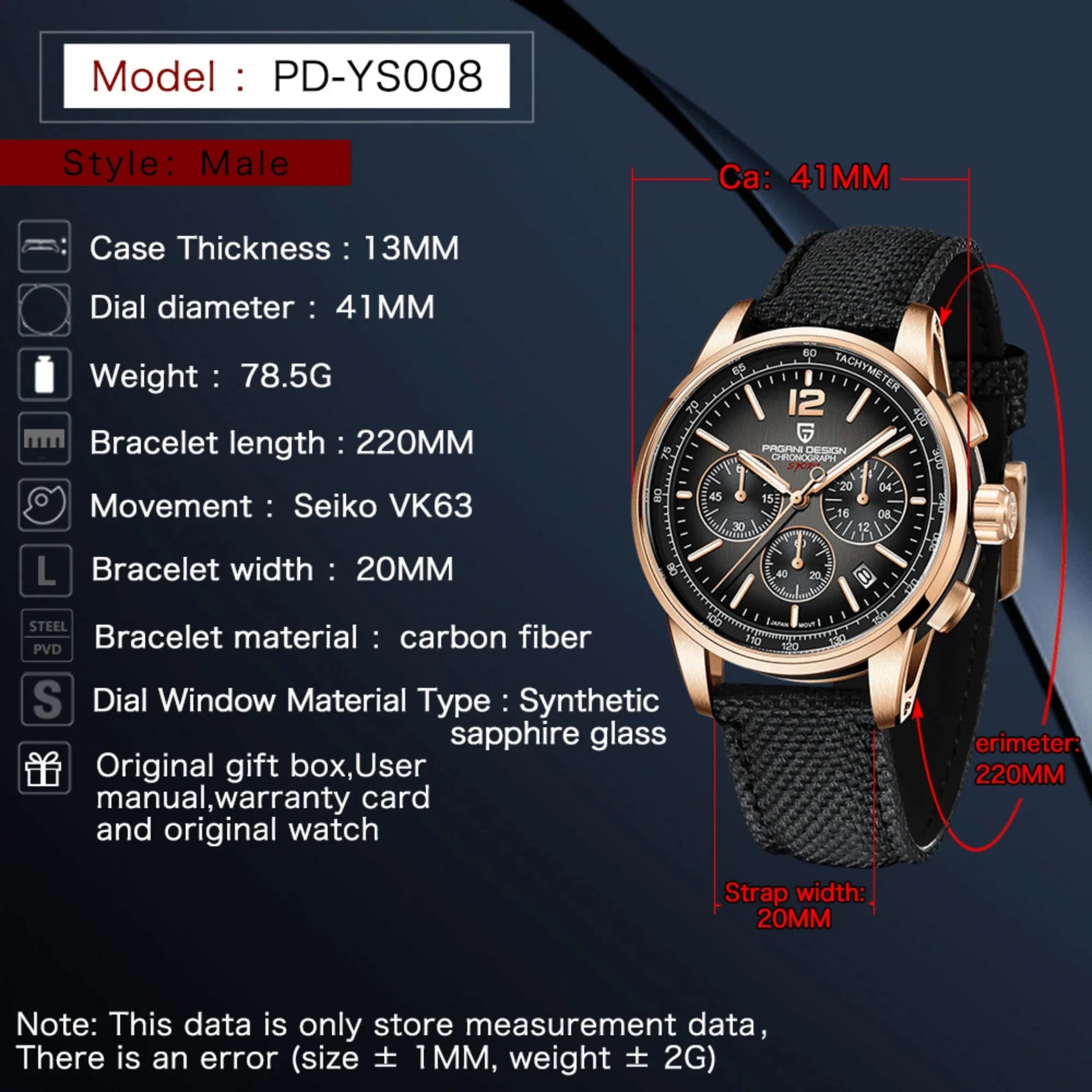 Pagani Design | Luxury | Waterproof | Movement (SeikoVK63) | Stainless Steel Men's 40MM Watch Code 11.59 - DREAM WATCHES