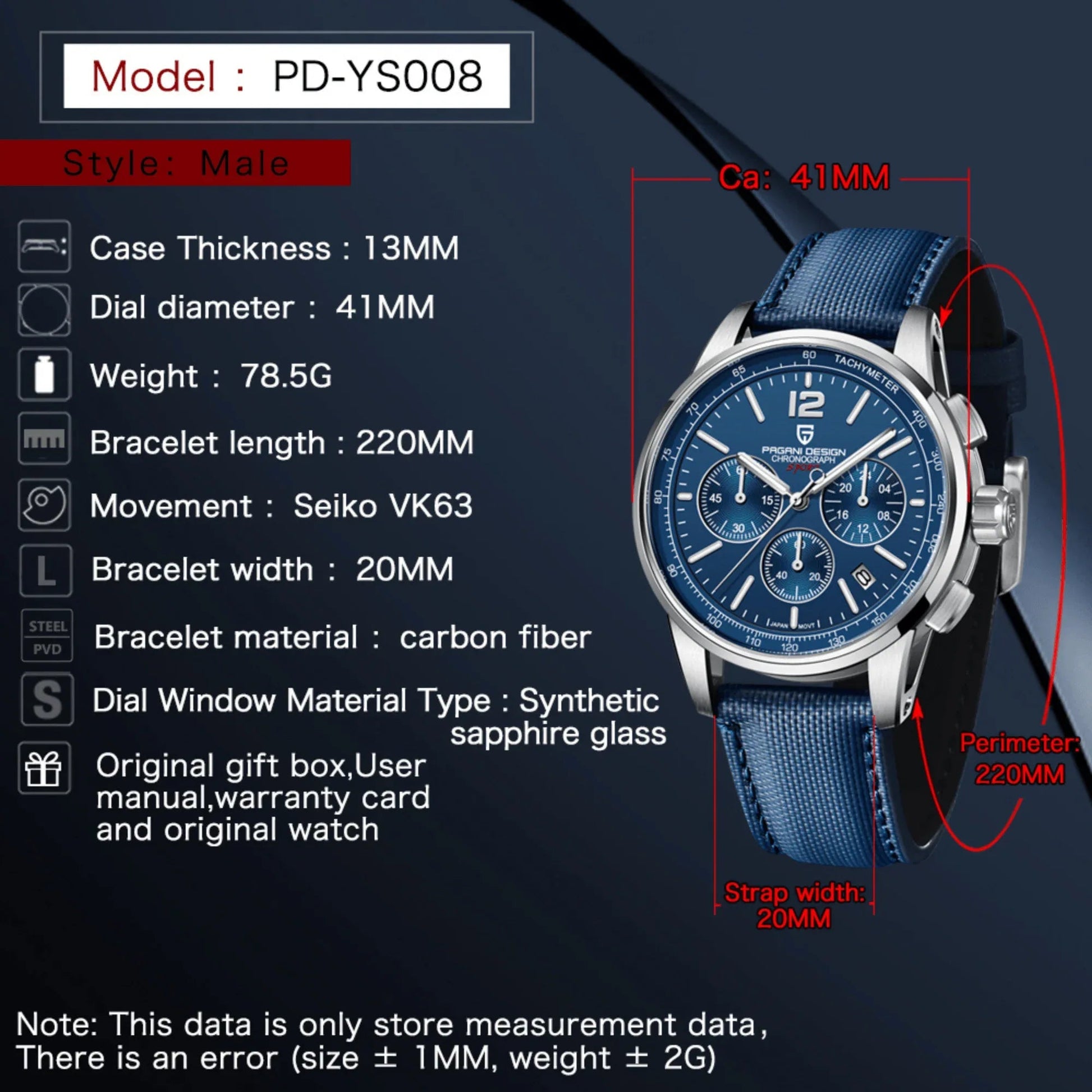 Pagani Design | Luxury | Waterproof | Movement (SeikoVK63) | Stainless Steel Men's 40MM Watch Code 11.59 - DREAM WATCHES