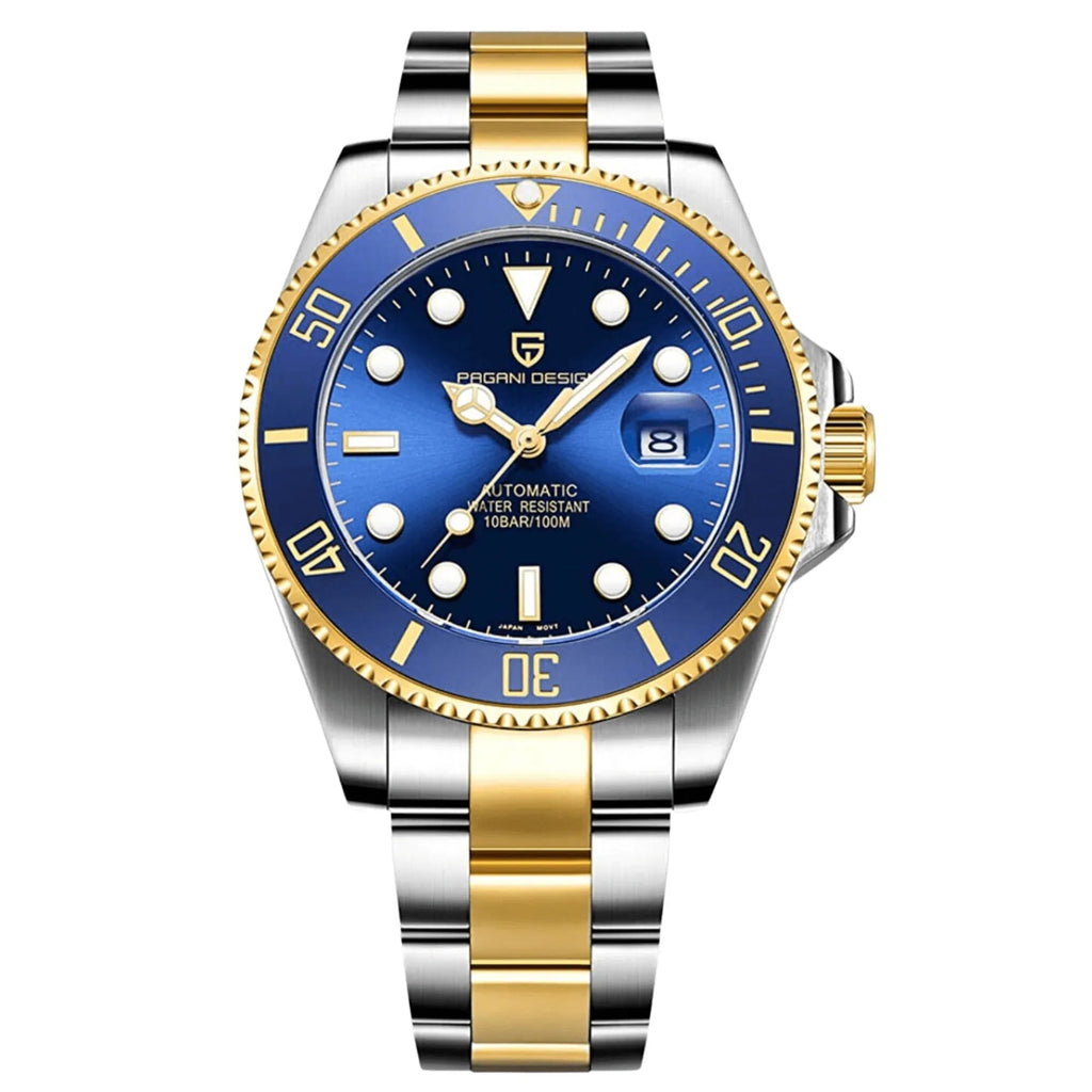 Pagani Design PD-1639 Waterproof Mechanical Automatic Stainless Steel Men's 43MM Watch (Blue - Dual Tone) - DREAM WATCHES