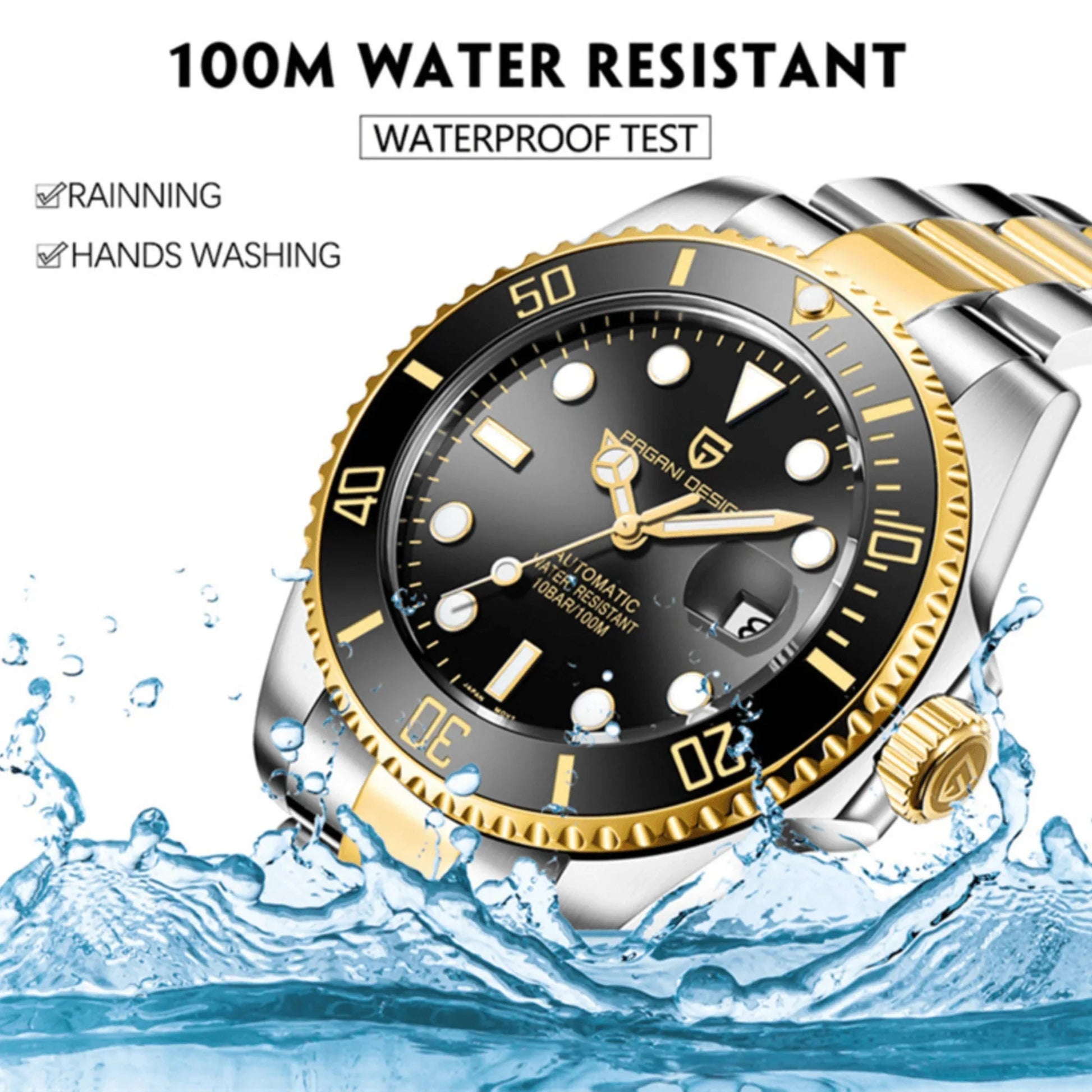 Pagani Design PD-1639 Waterproof Mechanical Automatic Stainless Steel Men's 43MM Watch (Blue - Dual Tone) - DREAM WATCHES