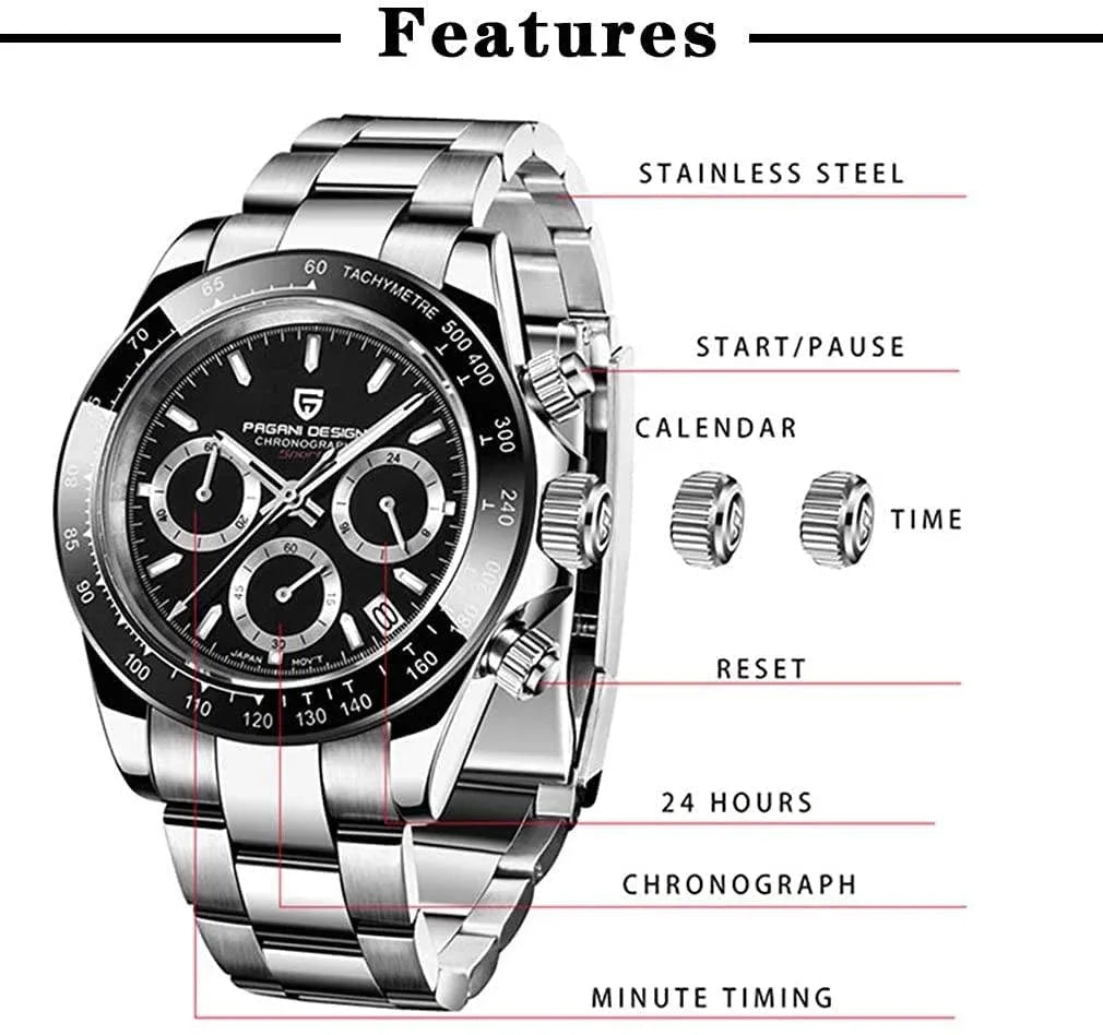 Pagani Design PD-1644 Daytona Chronograph Luxury Meca-quartz Movement (Japanese VK63) | Stainless Steel Men's 40MM Watch - DREAM WATCHES