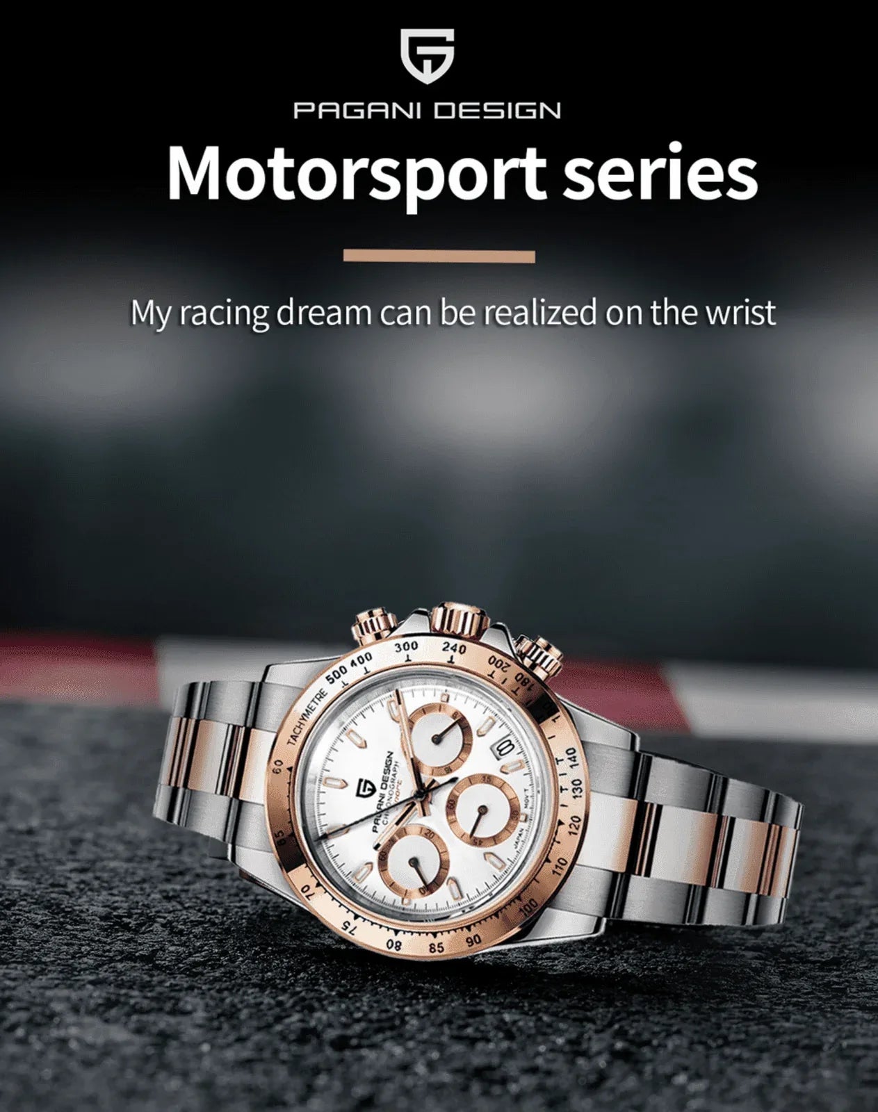 Pagani Design PD-1644 Daytona Chronograph Luxury Meca-quartz Movement (Japanese VK63) | Stainless Steel Men's 40MM Watch - DREAM WATCHES