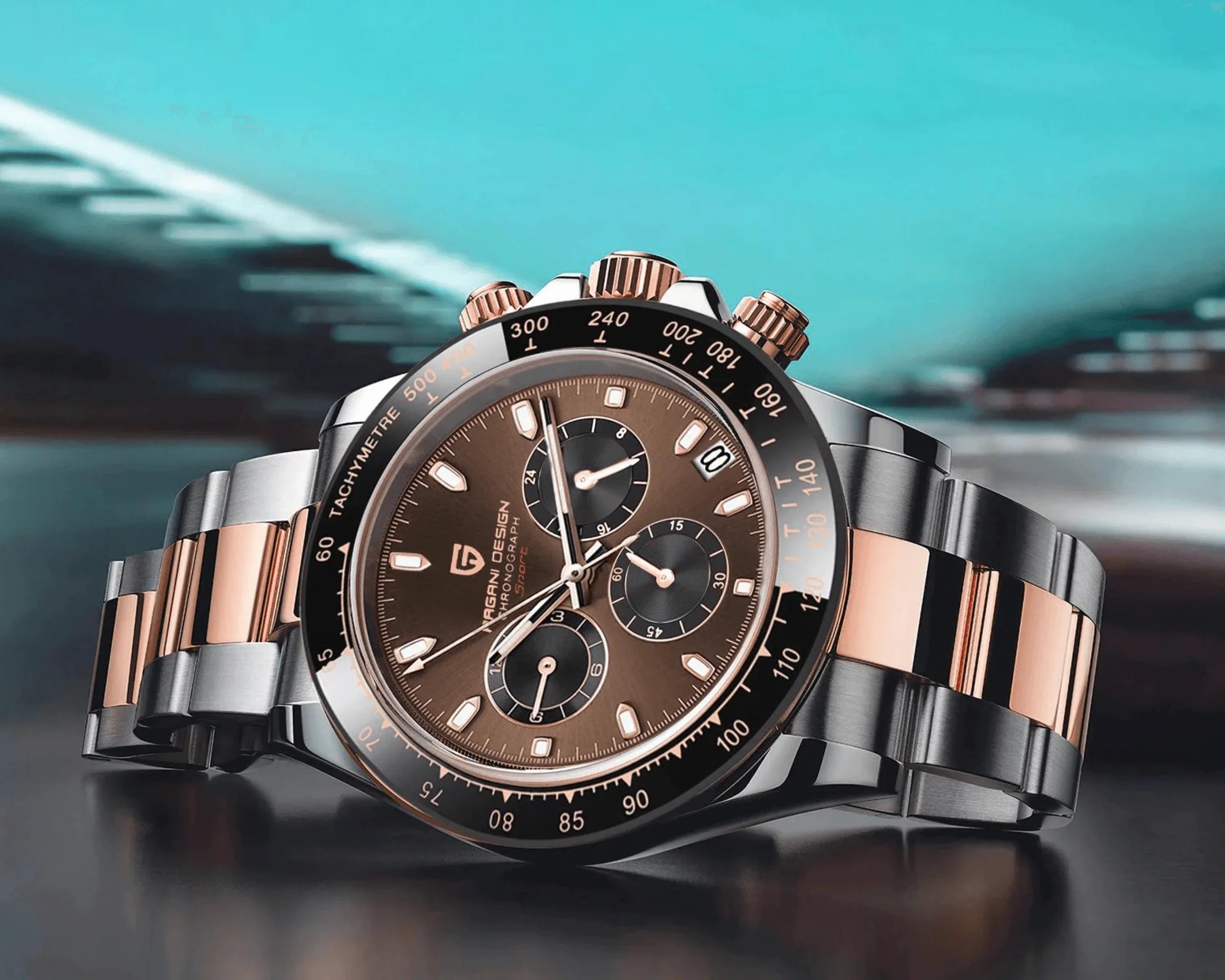 Pagani Design PD-1644 | Luxury | Meca-quartz Movement (SeikoVK63) | Stainless Steel Men's 40MM Watch (Chocolate Dial Daytona) - DREAM WATCHES