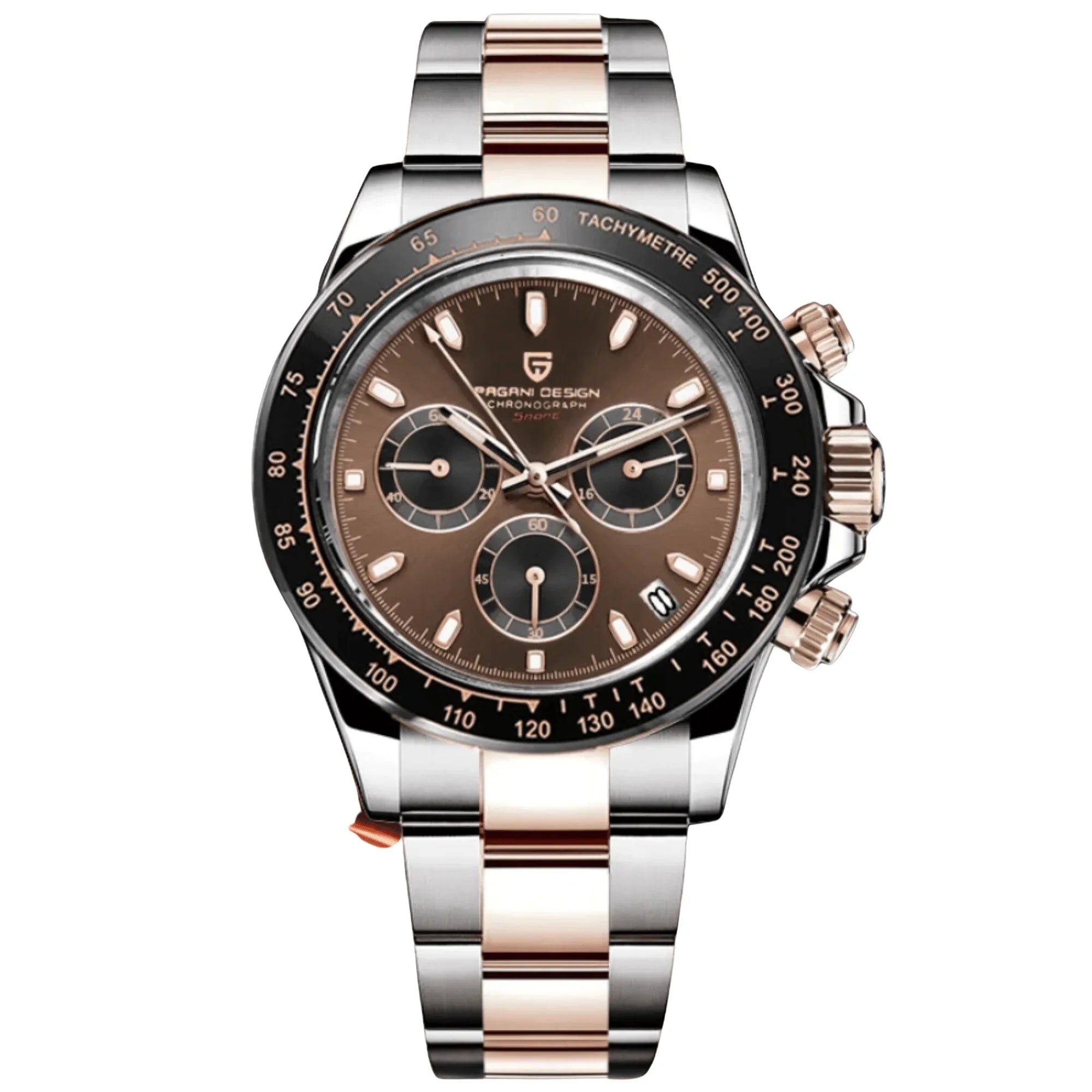 Pagani Design PD-1644 | Luxury | Meca-quartz Movement (SeikoVK63) | Stainless Steel Men's 40MM Watch (Chocolate Dial Daytona) - DREAM WATCHES
