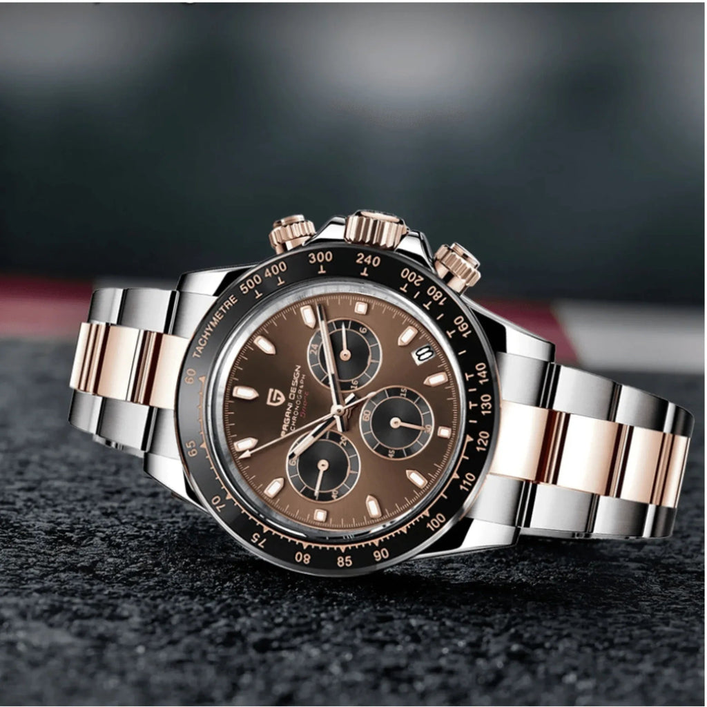 Pagani Design PD-1644 | Luxury | Meca-quartz Movement (SeikoVK63) | Stainless Steel Men's 40MM Watch (Chocolate Dial Daytona) - DREAM WATCHES