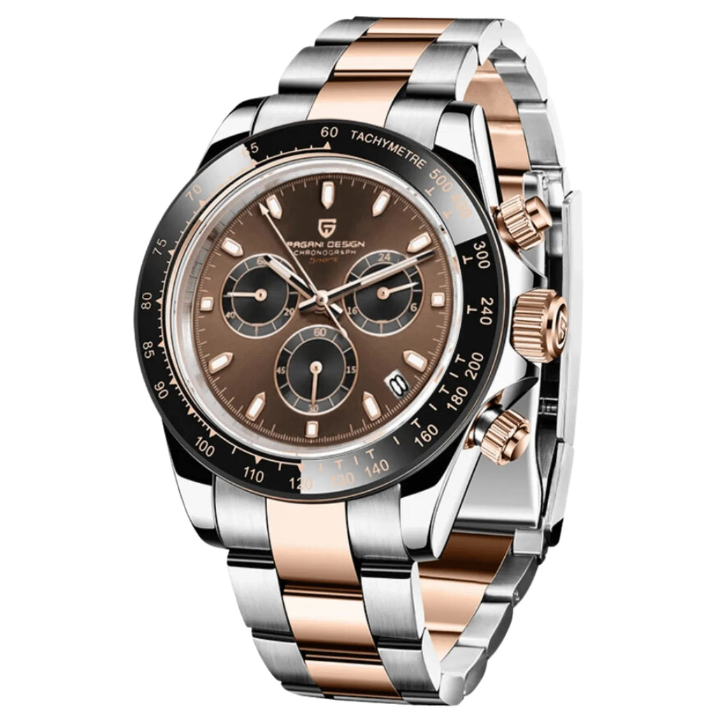 Pagani Design PD-1644 | Luxury | Meca-quartz Movement (SeikoVK63) | Stainless Steel Men's 40MM Watch (Chocolate Dial Daytona) - DREAM WATCHES