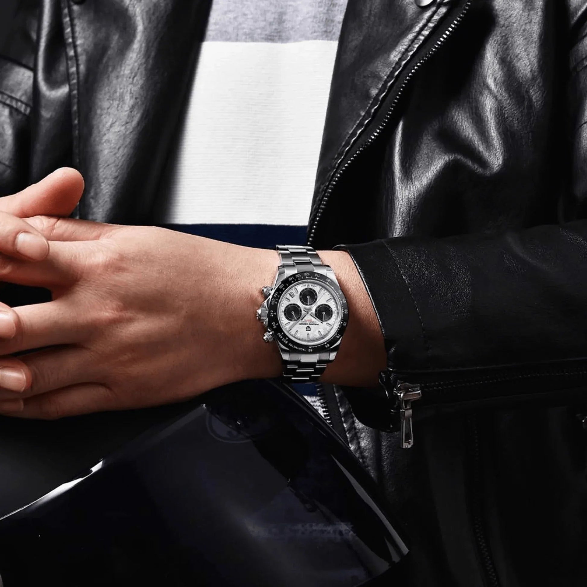 Pagani Design PD-1644 | Luxury | Meca-quartz Movement (SeikoVK63) | Stainless Steel Men's 40MM Watch (Daytona - Meteorite Dial) - DREAM WATCHES