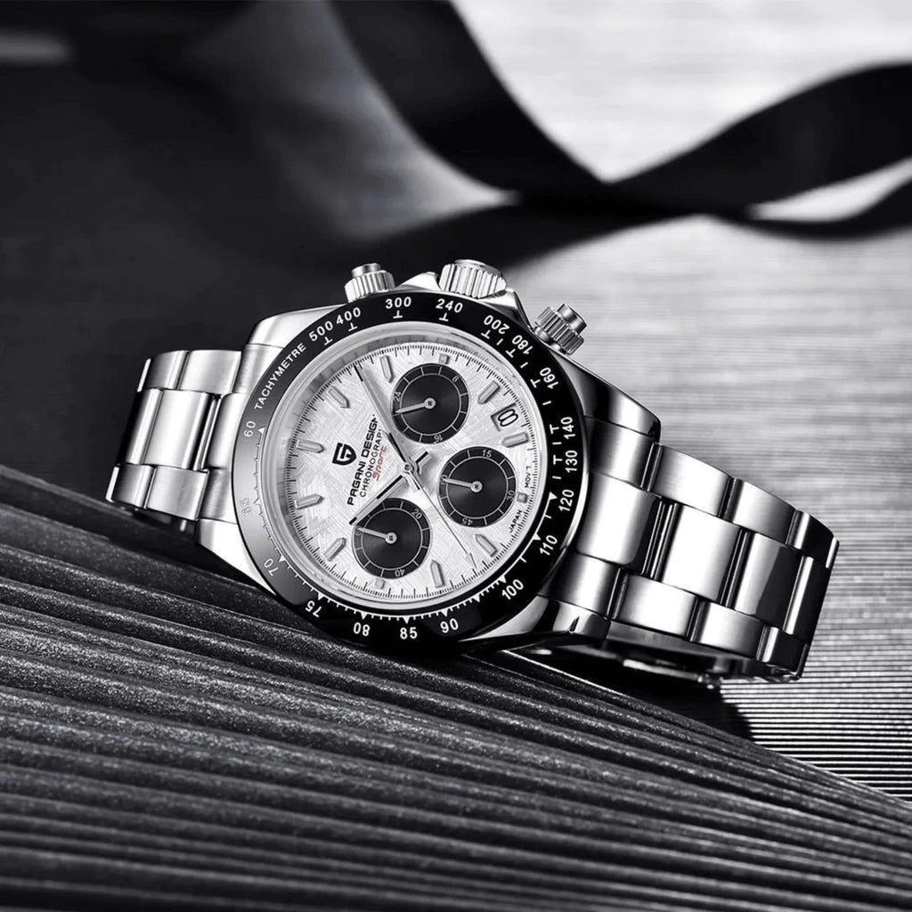 Pagani Design PD-1644 | Luxury | Meca-quartz Movement (SeikoVK63) | Stainless Steel Men's 40MM Watch (Daytona - Meteorite Dial) - DREAM WATCHES