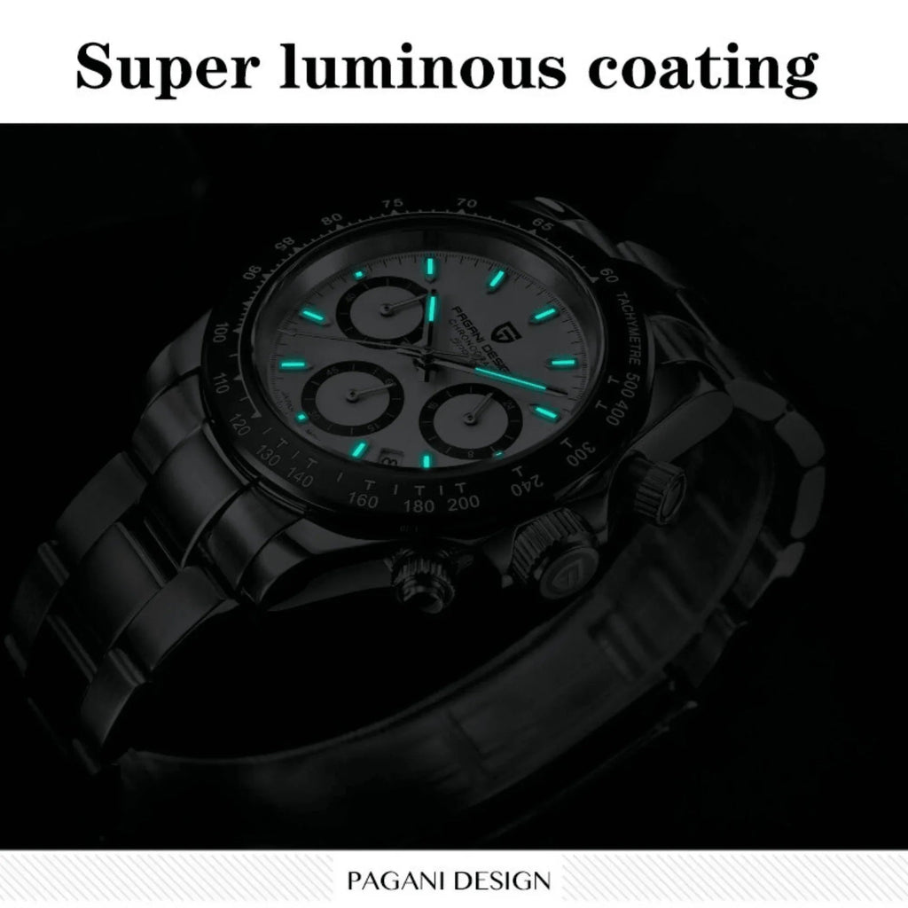 Pagani Design PD-1644 | Luxury | Meca-quartz Movement (SeikoVK63) | Stainless Steel Men's 40MM Watch (Daytona - Meteorite Dial) - DREAM WATCHES