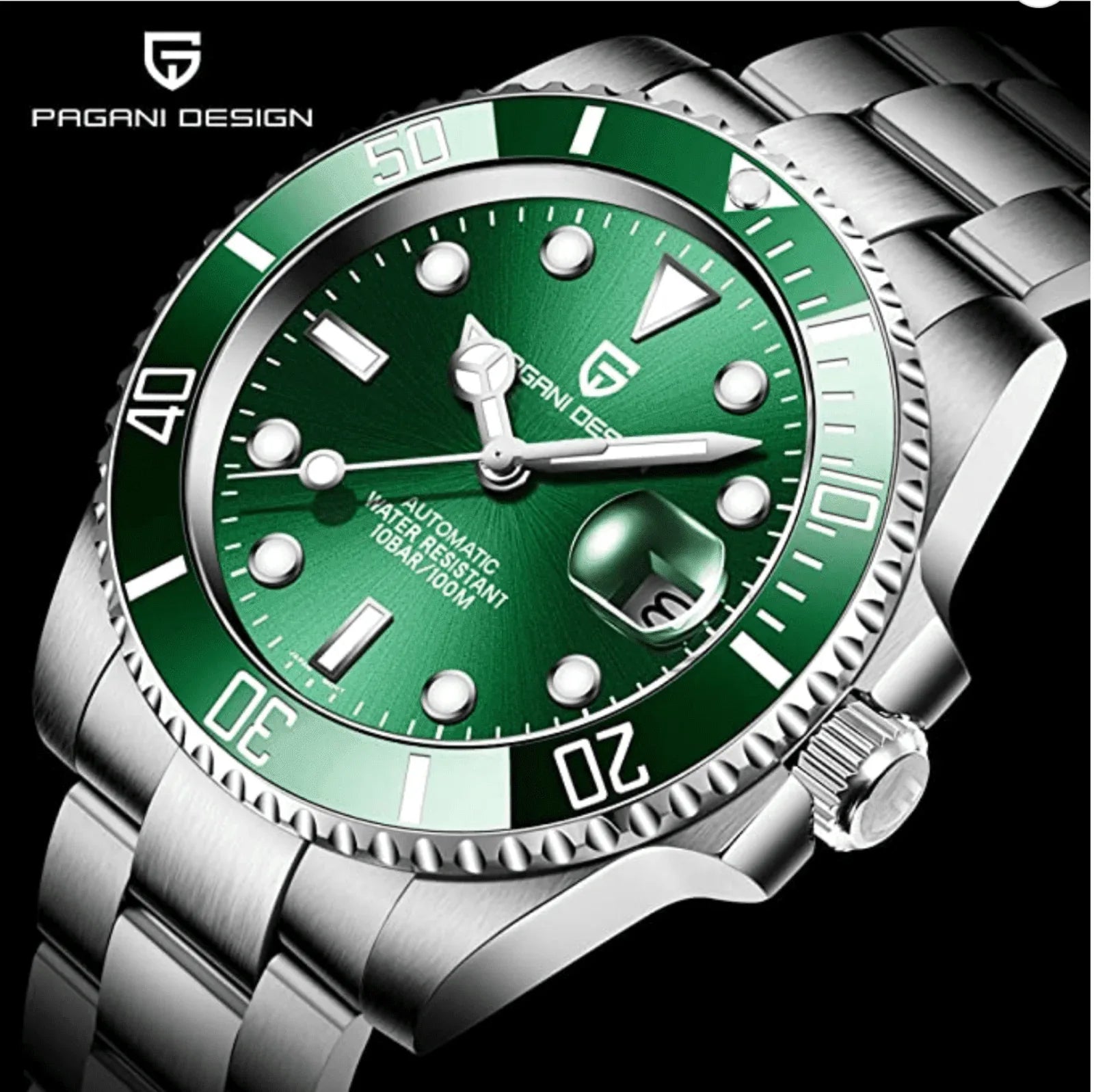 Pagani Design PD-1661 Waterproof Mechanical Automatic Watch Stainless Steel Men's 40MM Watch "Hulk" - DREAM WATCHES