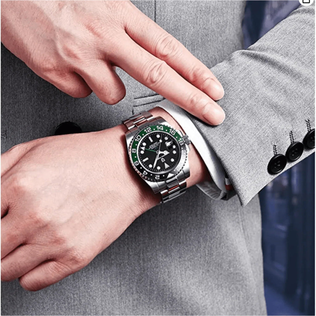 Pagani Design PD-1662 Waterproof Mechanical Automatic Watch Stainless Steel Men's 40MM Watch on Jubilee Bracelet (Sprite - Left Handed) - DREAM WATCHES