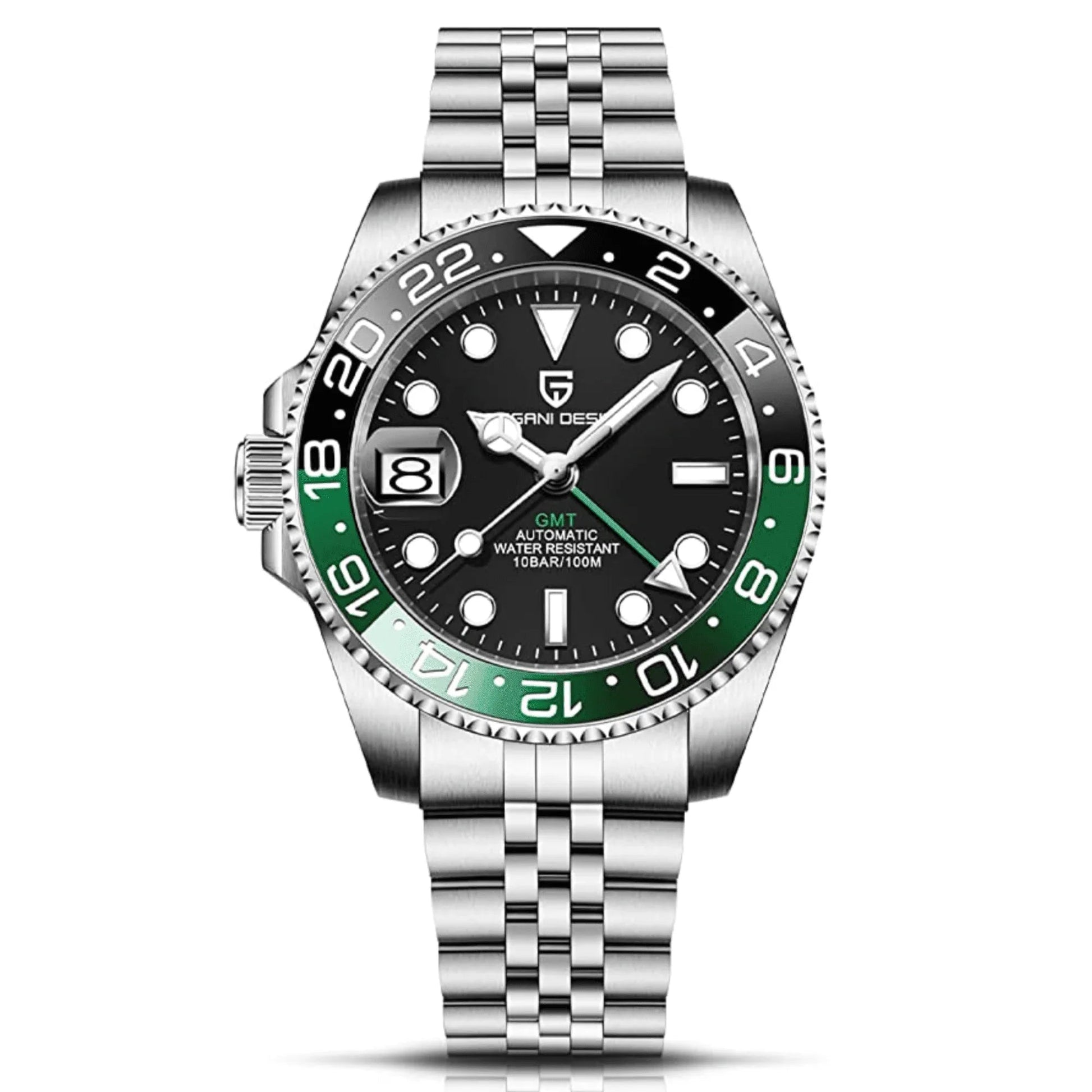 Pagani Design PD-1662 Waterproof Mechanical Automatic Watch Stainless Steel Men's 40MM Watch on Jubilee Bracelet (Sprite - Left Handed) - DREAM WATCHES