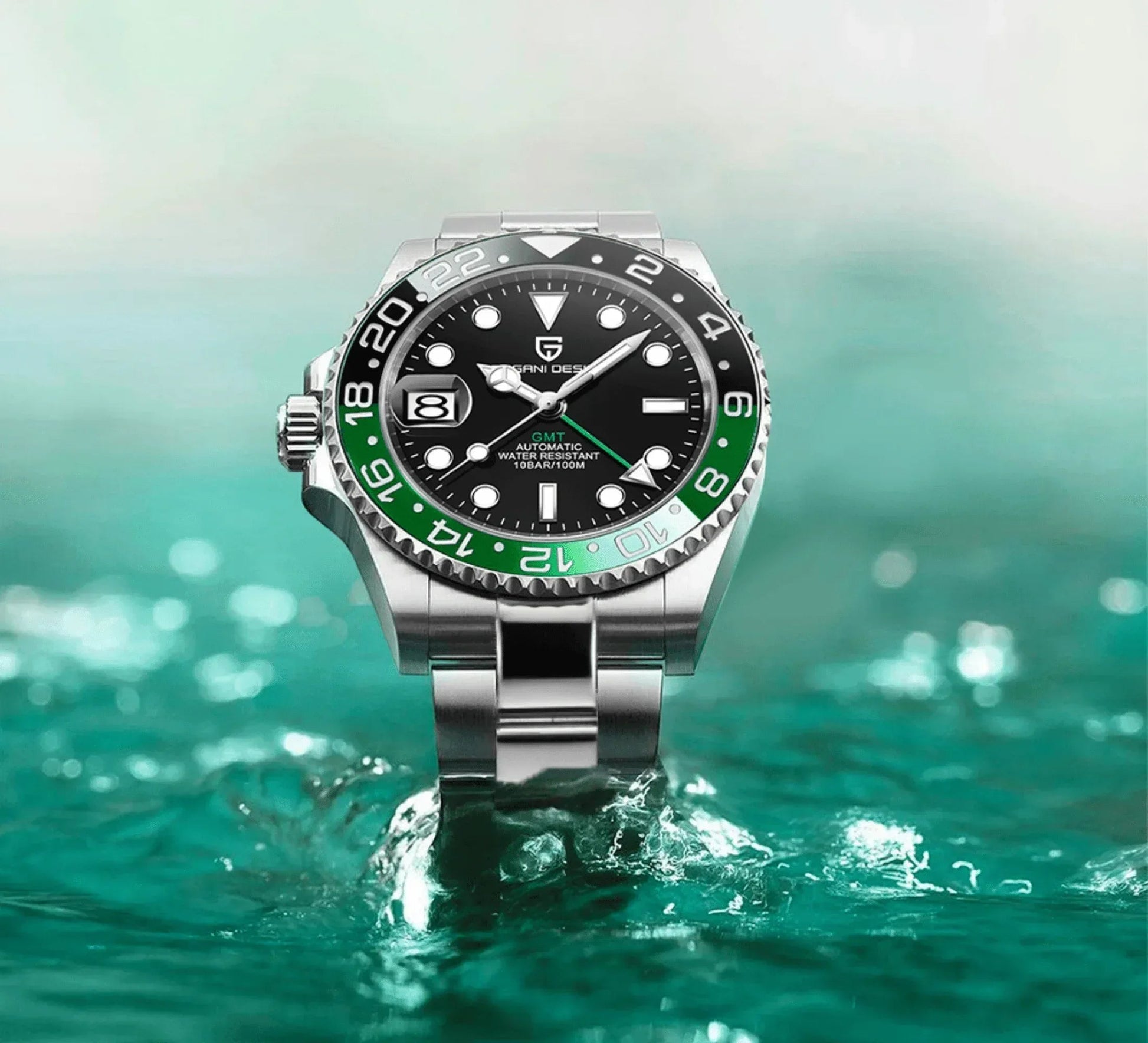 Pagani Design PD-1662 Waterproof Mechanical Automatic Watch Stainless Steel Men's 40MM Watch on Jubilee Bracelet (Sprite - Left Handed) - DREAM WATCHES