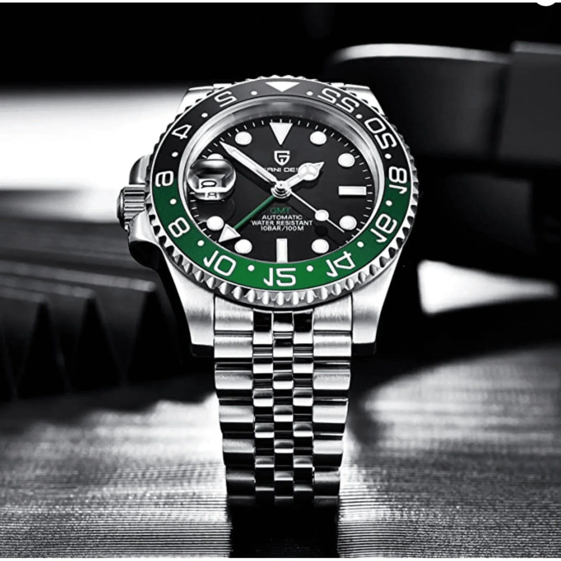 Pagani Design PD-1662 Waterproof Mechanical Automatic Watch Stainless Steel Men's 40MM Watch on Jubilee Bracelet (Sprite - Left Handed) - DREAM WATCHES