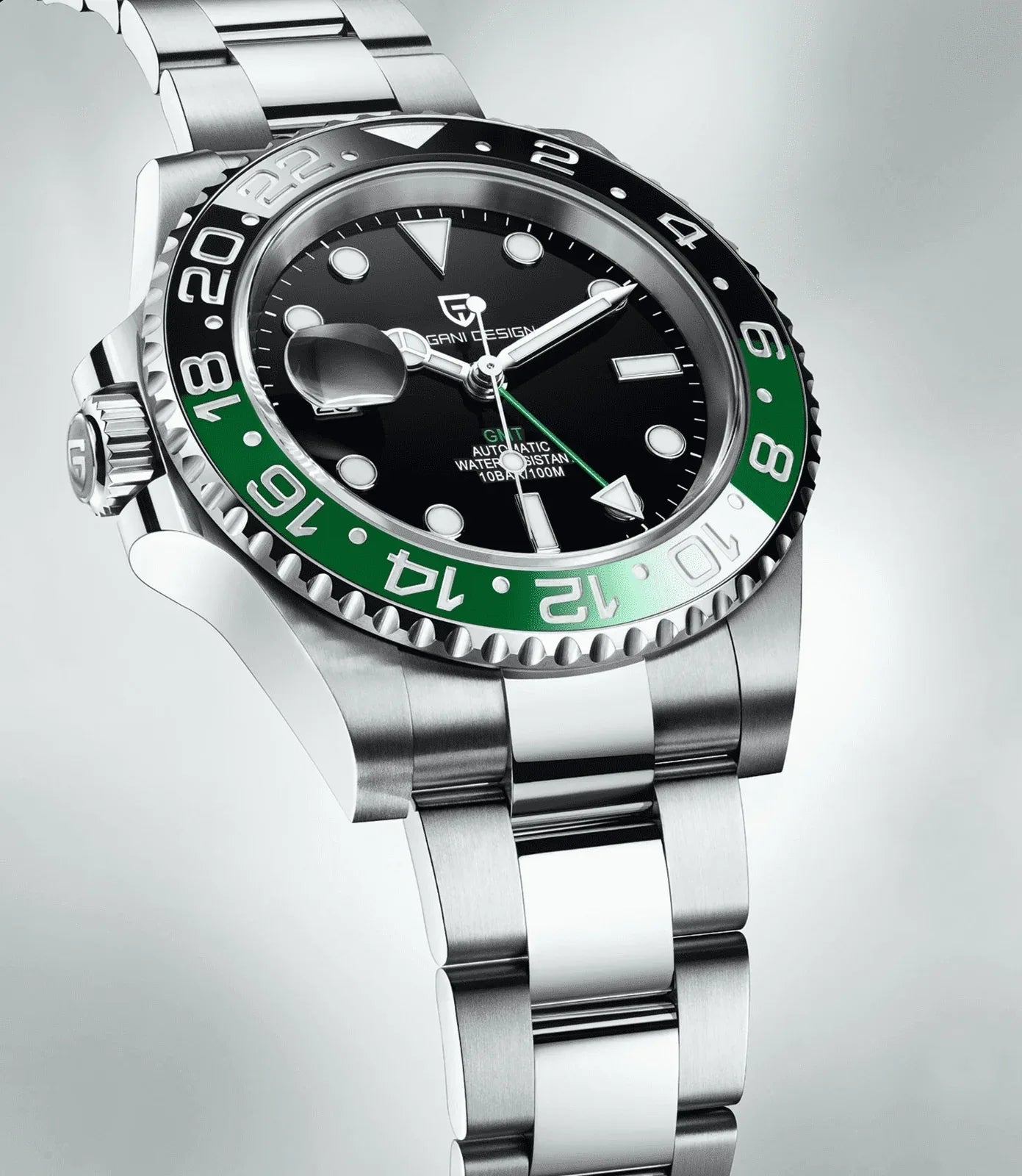 Pagani Design PD-1662 Waterproof Mechanical Automatic Watch Stainless Steel Men's 40MM Watch (Sprite - Left Handed) - DREAM WATCHES