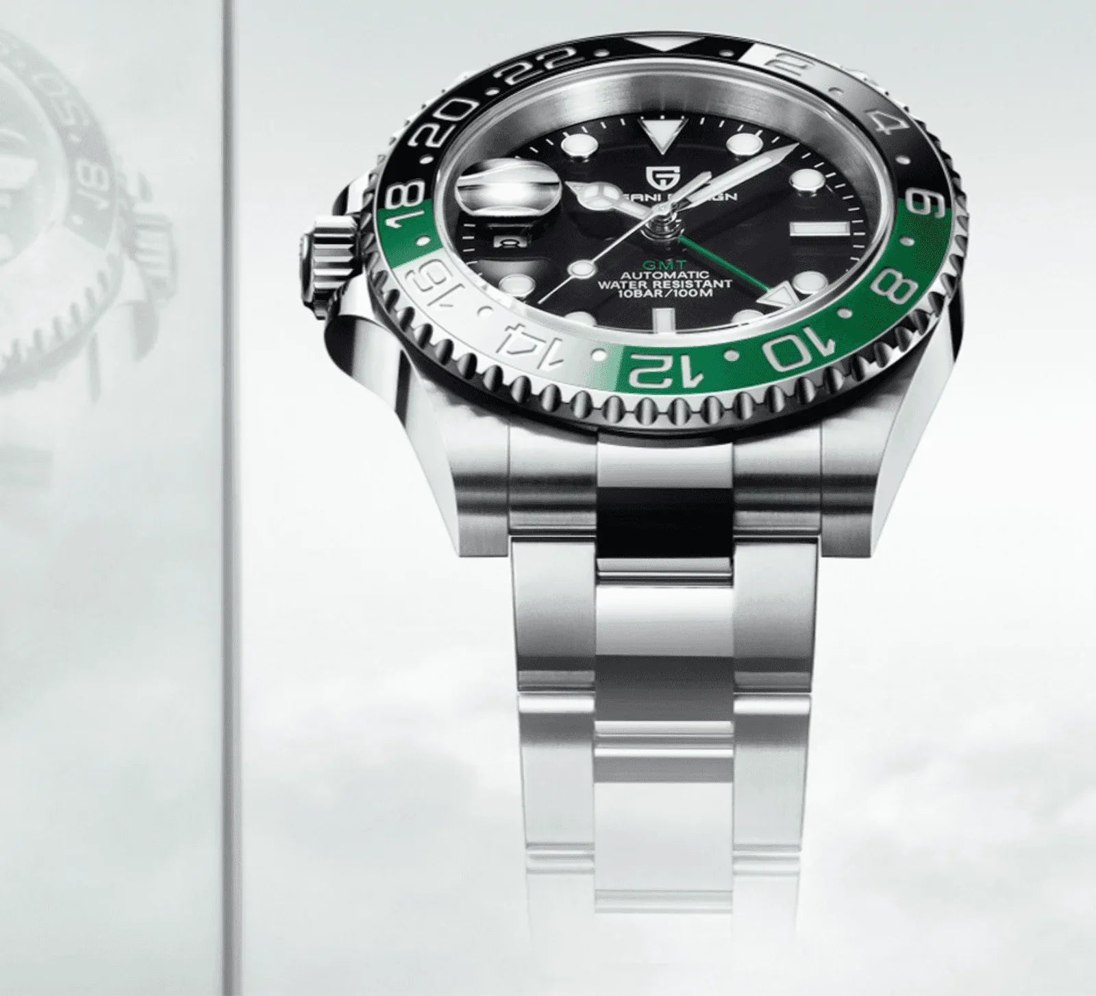 Pagani Design PD-1662 Waterproof Mechanical Automatic Watch Stainless Steel Men's 40MM Watch (Sprite - Left Handed) - DREAM WATCHES