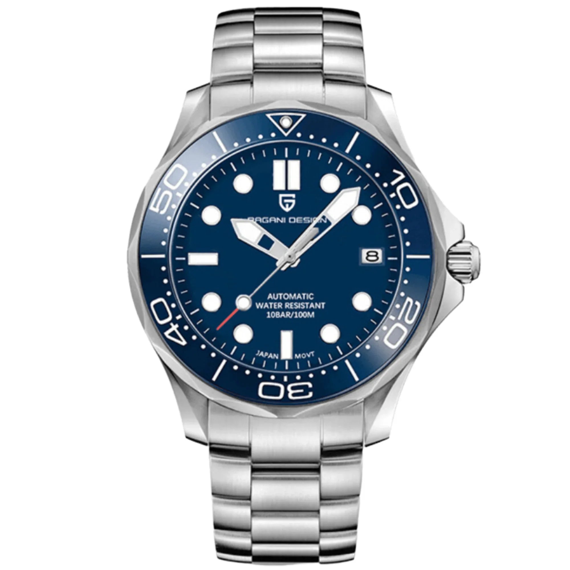 Pagani Design PD-1667 40mm Mens Automatic Waterproof Mechanical Watch with (Japanese NH-35 Movement) Seamaster Hommage - Blue Dial - DREAM WATCHES