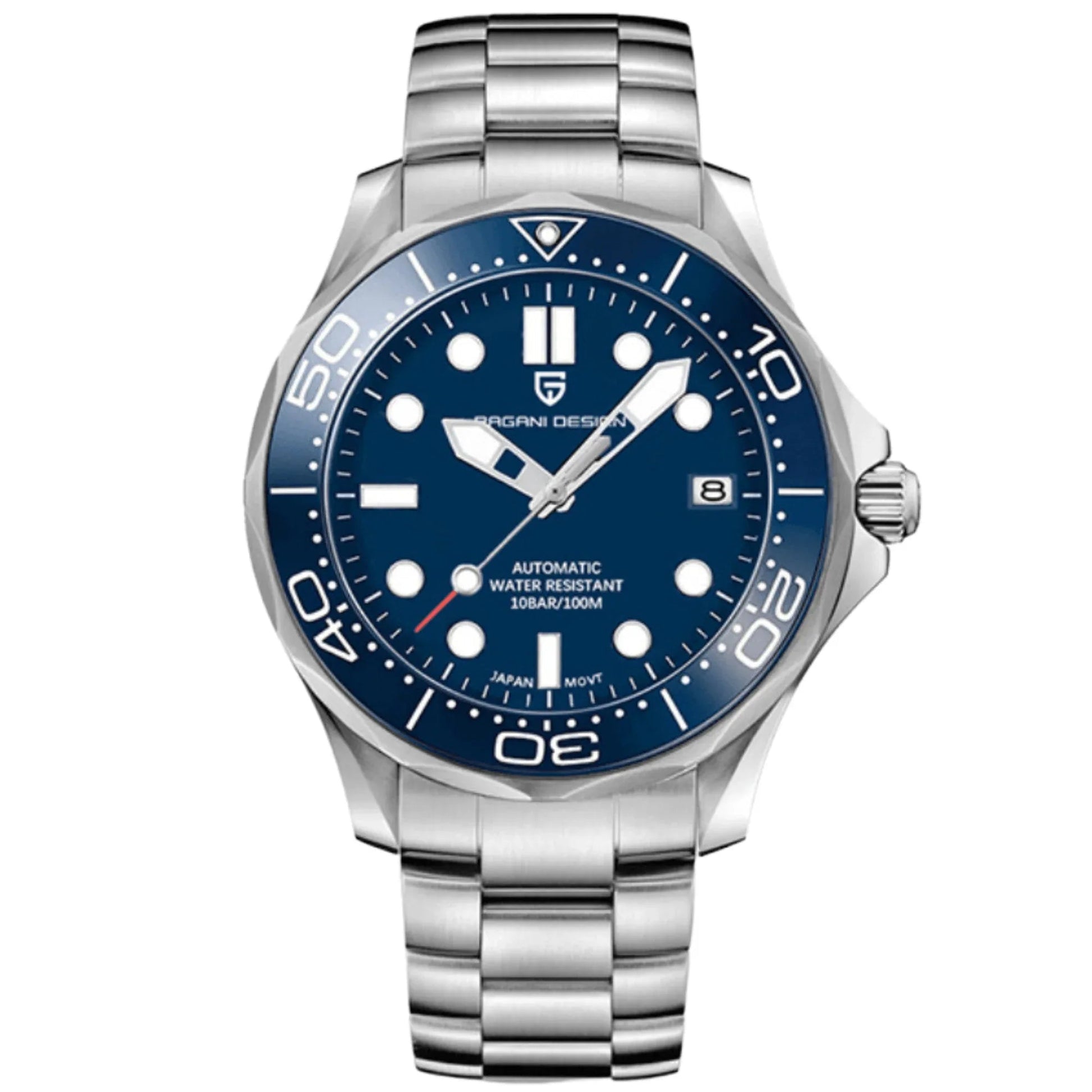 Pagani Design PD-1667 40mm Mens Automatic Waterproof Mechanical Watch with (Japanese NH-35 Movement) Seamaster Hommage - Blue Dial - DREAM WATCHES