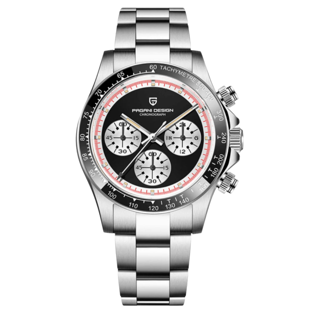Pagani Design PD-1676 Paul Newman Chronograph Luxury Waterproof Movement (Japanese VK63) | Stainless Steel Men's 40MM Watch - Black Dial - DREAM WATCHES