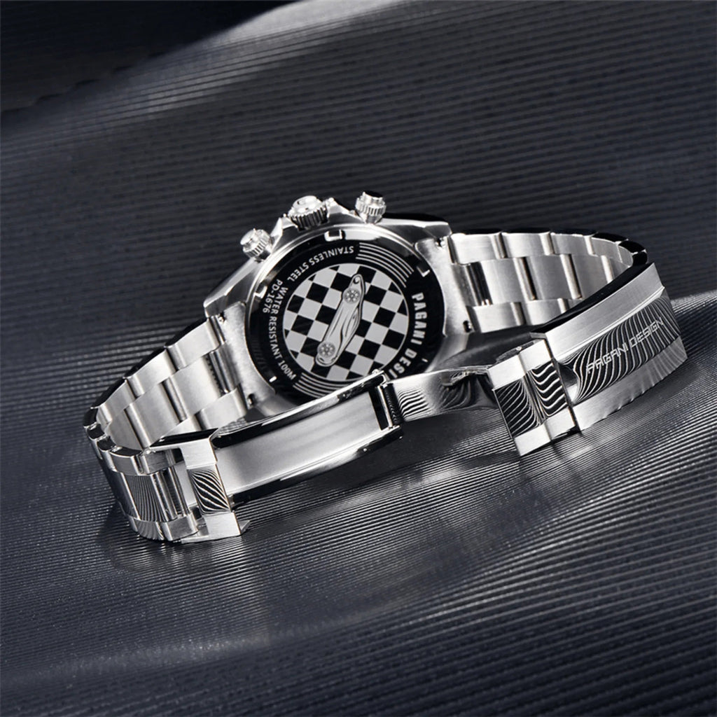 Pagani Design PD-1676 Paul Newman Chronograph Luxury Waterproof Movement (Japanese VK63) | Stainless Steel Men's 40MM Watch - Black Dial - DREAM WATCHES
