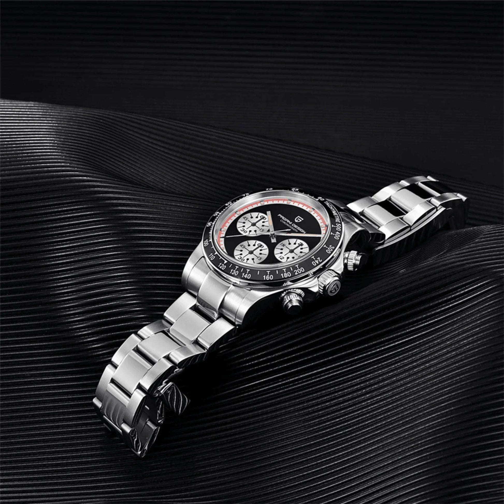 Pagani Design PD-1676 Paul Newman Chronograph Luxury Waterproof Movement (Japanese VK63) | Stainless Steel Men's 40MM Watch - Black Dial - DREAM WATCHES