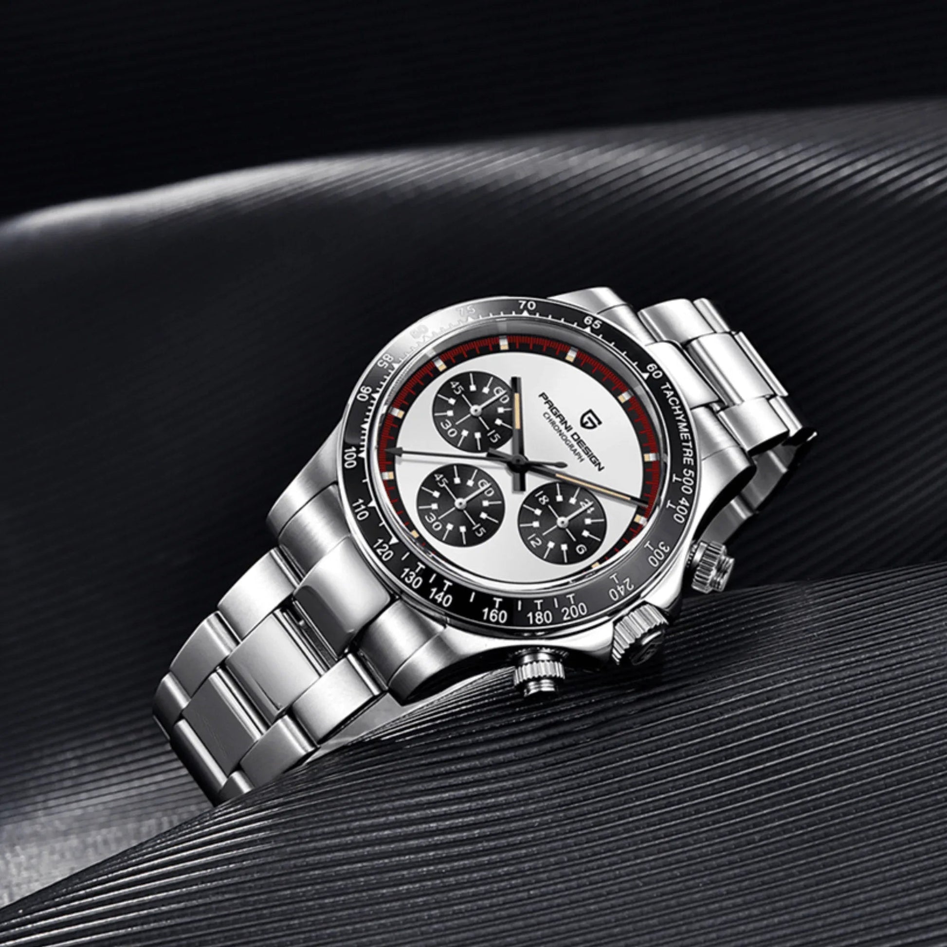 Pagani Design PD-1676 Paul Newman Chronograph Luxury Waterproof Movement (Japanese VK63) | Stainless Steel Men's 40MM Watch - White Dial - DREAM WATCHES