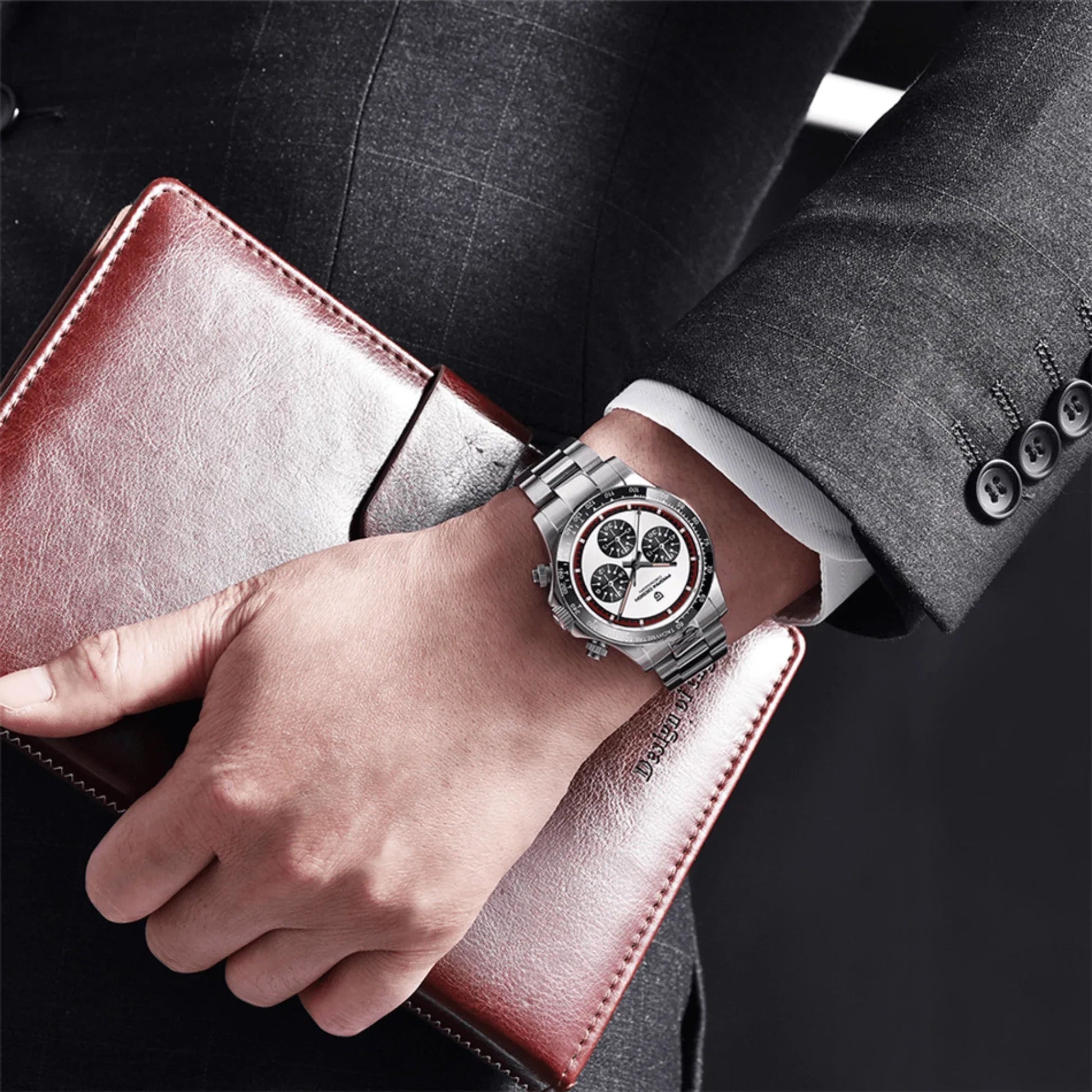 Pagani Design PD-1676 Paul Newman Chronograph Luxury Waterproof Movement (Japanese VK63) | Stainless Steel Men's 40MM Watch - White Dial - DREAM WATCHES