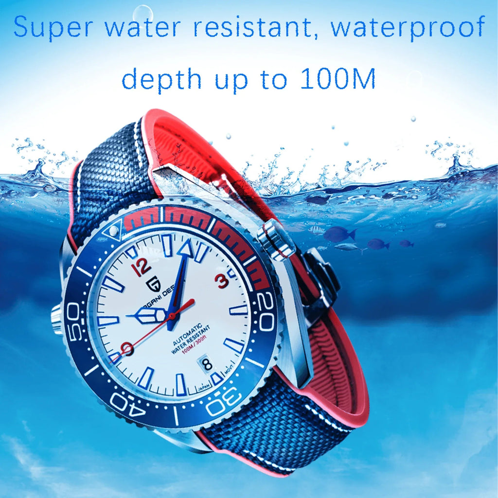 Pagani Design PD-1679M 42MM Mechanical Watch 100M Waterproof Dive Watch Sapphire Stainless Steel Bracelet Watch "Seamaster 300" - Blue Dial - DREAM WATCHES