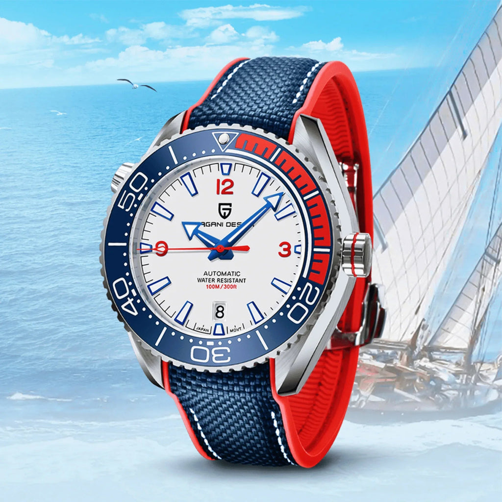 Pagani Design PD-1679M 42MM Mechanical Watch 100M Waterproof Dive Watch Sapphire Stainless Steel Bracelet Watch "Seamaster 300" - White Dial - DREAM WATCHES