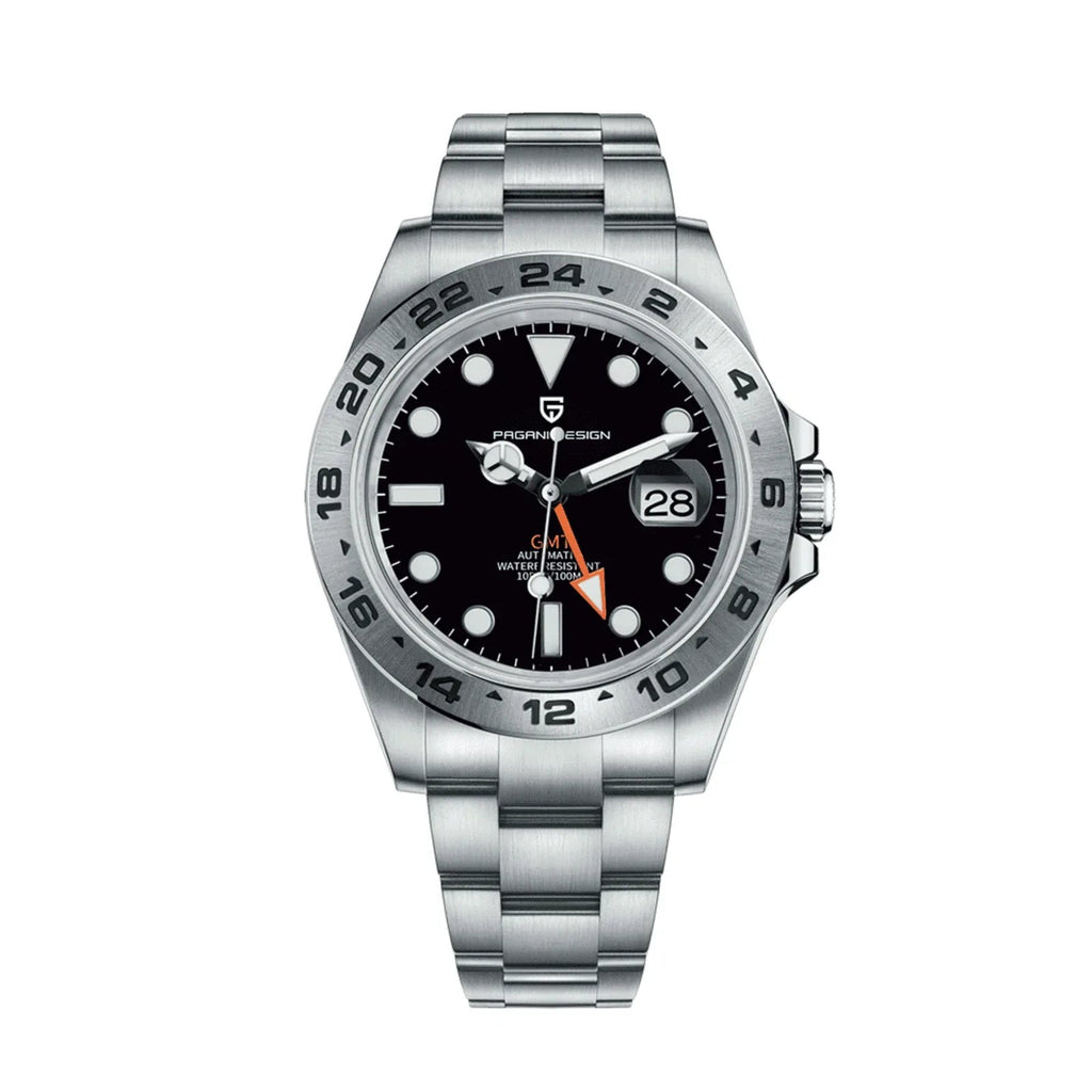 Pagani Design PD-1682 Waterproof Mechanical Automatic Watch Stainless Steel Men's 42MM Watch (GMT Explorer II) - Black Dial - DREAM WATCHES