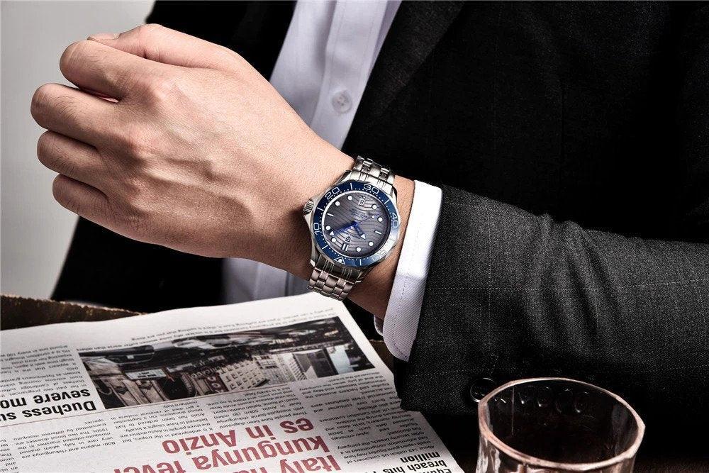 Pagani Design PD-1685 42MM (Japanese NH-35 Automatic Movement) Mechanical Watch 100M Waterproof Dive Watch Sapphire Stainless Steel Bracelet Watch "Seamaster" - DREAM WATCHES